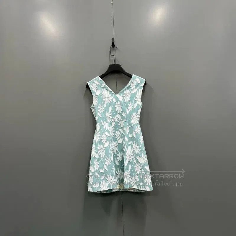 Miu Miu Miu Miu Green Floral Short Sleeve Dress . Size XXS / US 00 / IT 34 - 3 Thumbnail