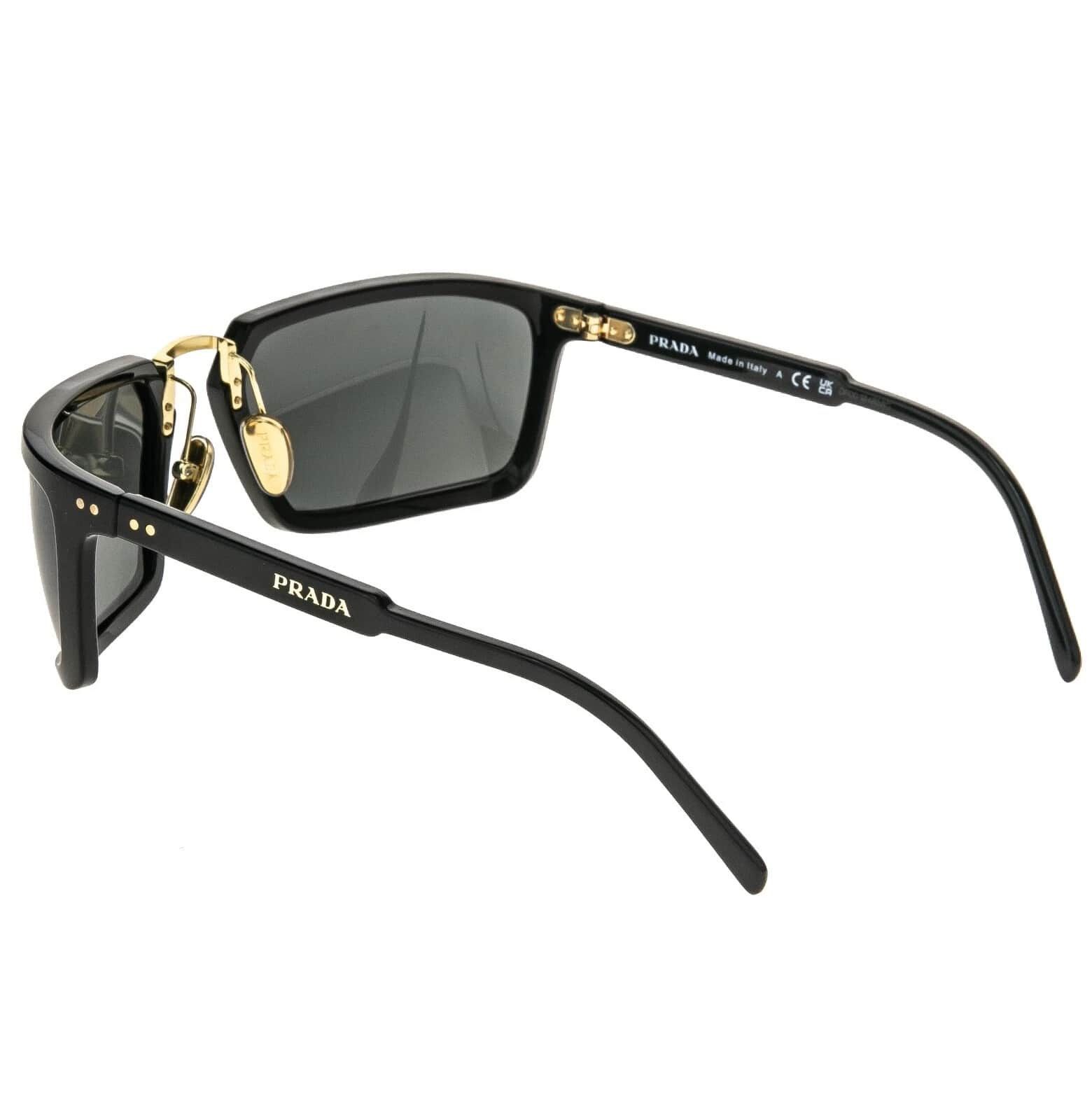 Prada PRADA A11 PRA11S Black Gold Logo Wrap Mask Unisex Sunglasses Size ONE SIZE - 3 Thumbnail