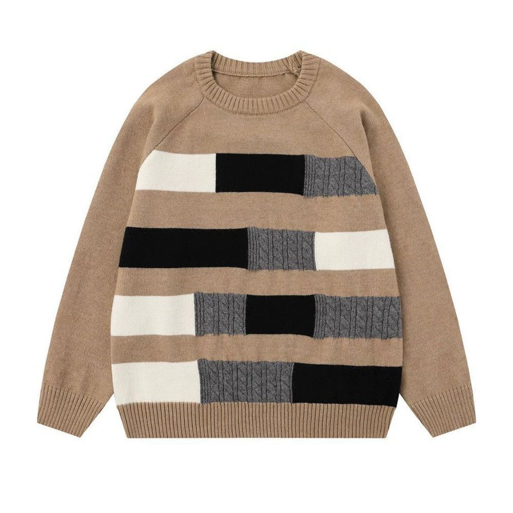 Vintage Men's loose casual stitching striped knitted sweater Size US M / EU 48-50 / 2 - 1 Thumbnail