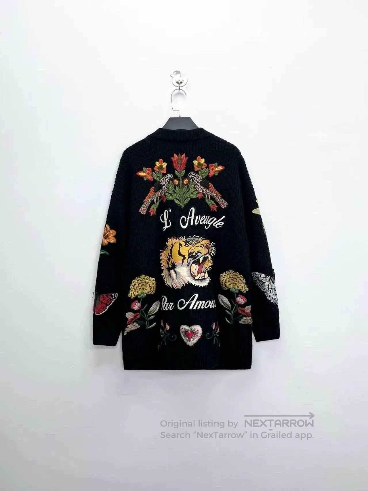 Gucci Gucci Black Floral Knit Cardigan with Pearl Buttons. Size S / US 4 / IT 40 - 2 Thumbnail