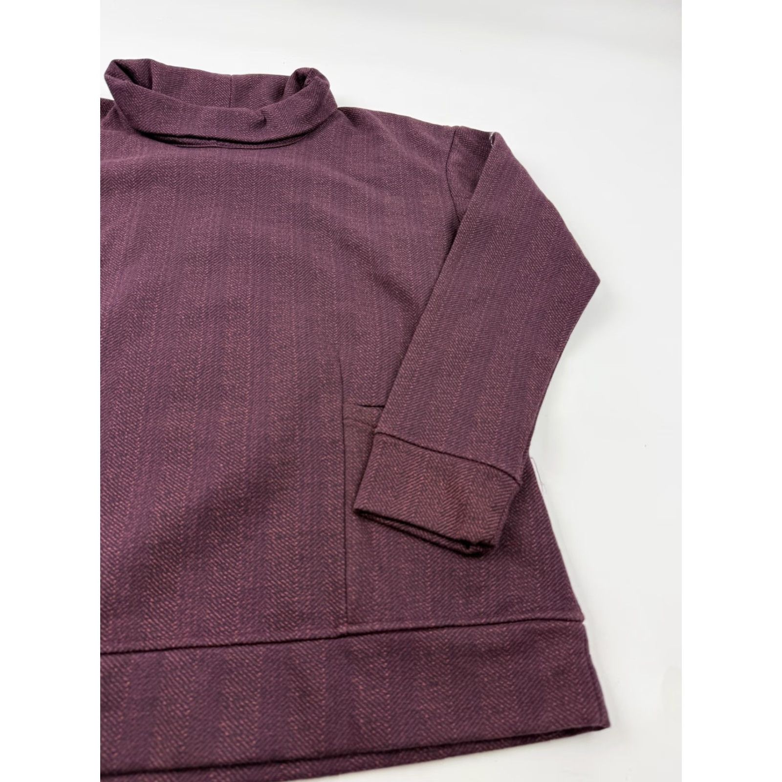 Vintage Columbia Shirt Womens Large Purple Herringbone Fleece Cowl Neck Tunic Top Size L / US 10 / IT 46 - 4 Thumbnail