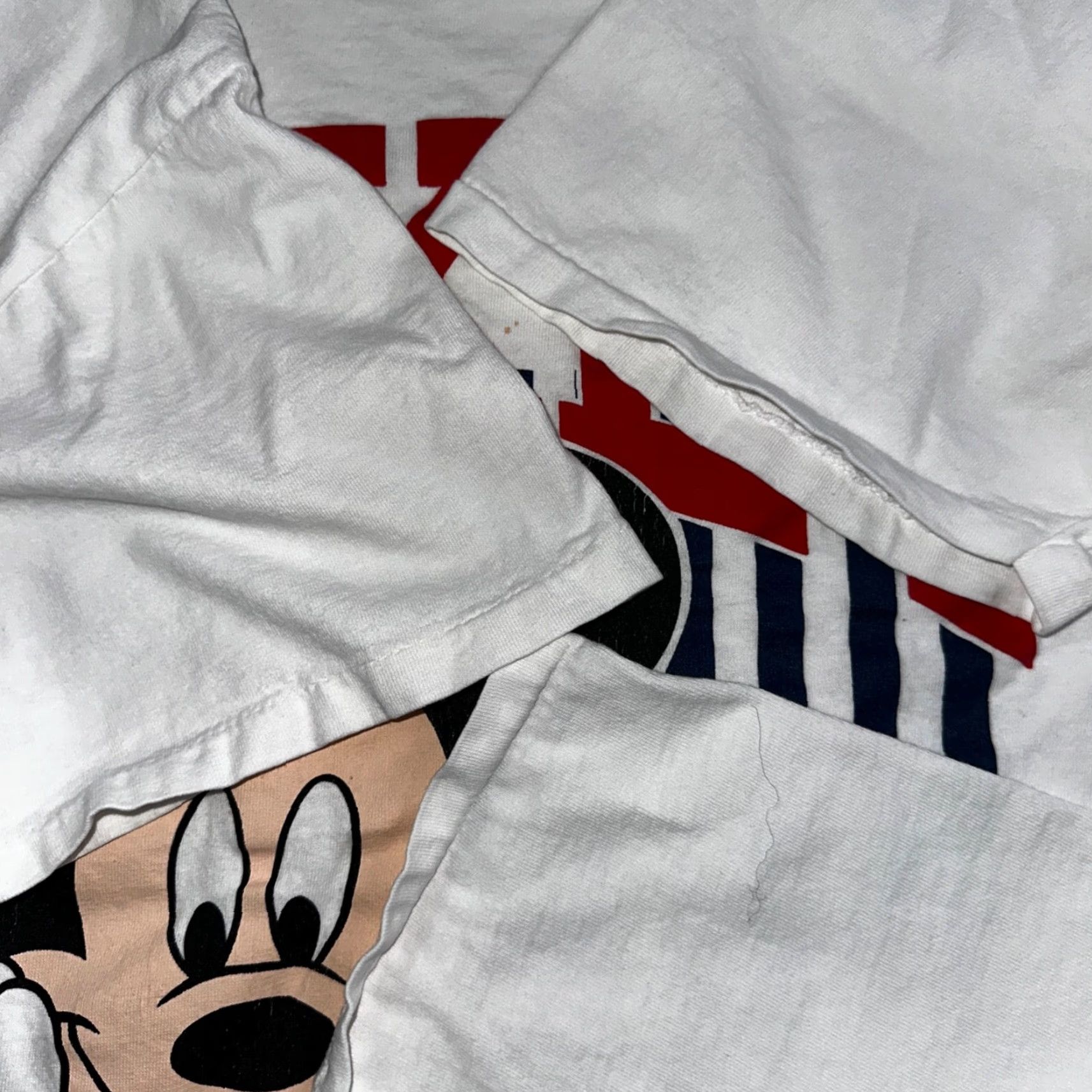 Disney VINTAGE Disney Mickey Mouse Single Stitch Striped VTG T Shirt White 90s Happy Cute L Mens Size US L / EU 52-54 / 3 - 5 Thumbnail
