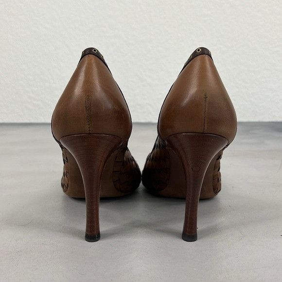 Bottega Veneta Bottega Veneta Intrecciato Woven Grommet Peep Toe Stacked He Size US 8 / IT 38 - 4 Thumbnail