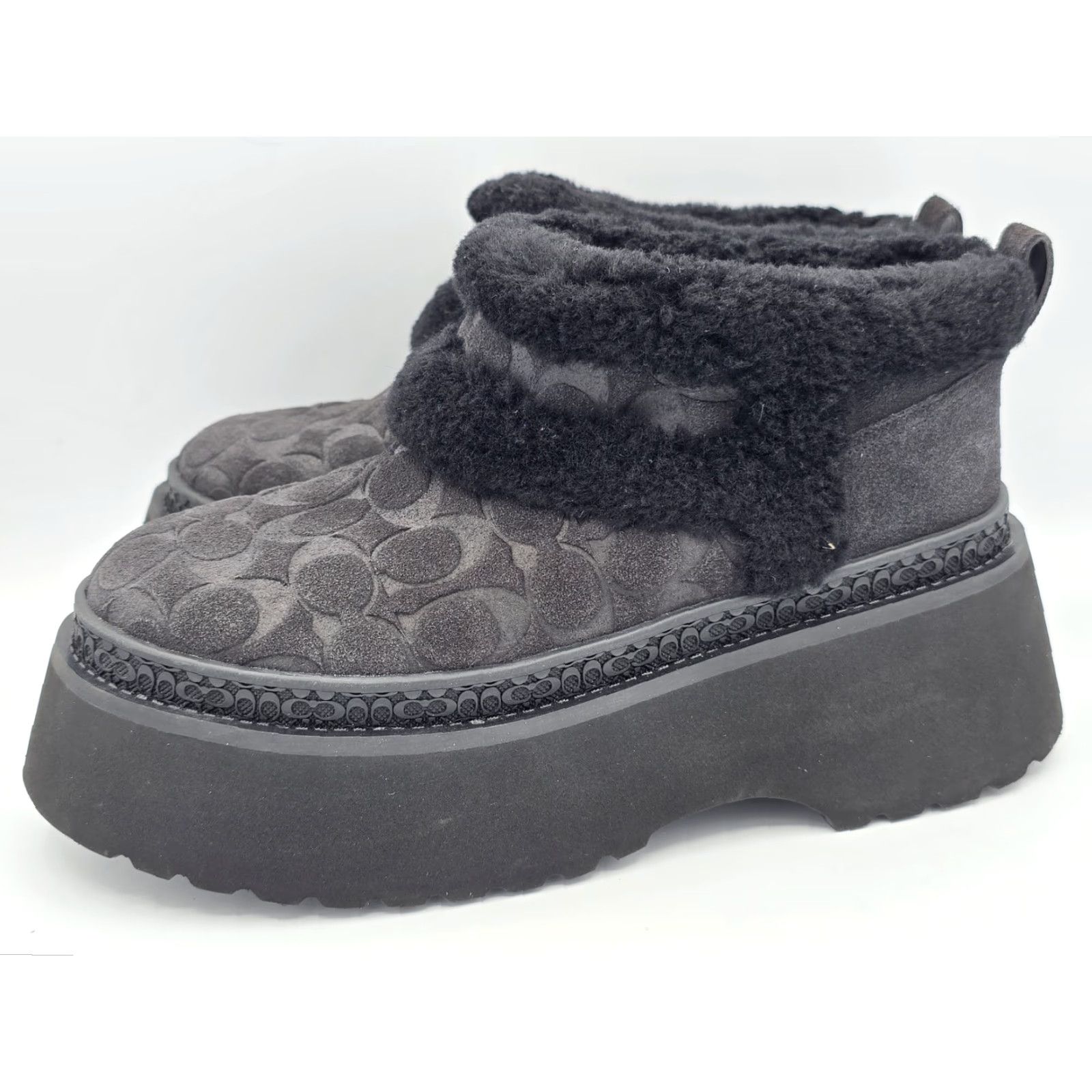 Coach Coach Boots Women Christina Shearling Bootie - Black Suede Sherpa Lined UGQ Sz 8B - 8B US - Coach Print Pattern Womens Boots Size US 6 / IT 36 - 4 Thumbnail