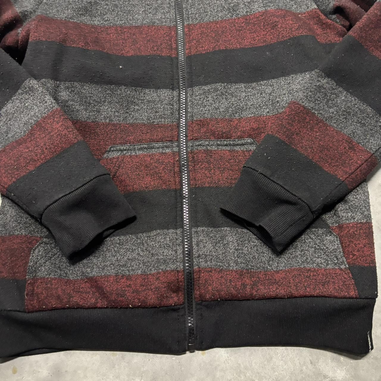 Japanese Brand × Vintage Crazy Vintage Y2K/2000s Grunge Striped Emo Skater Sherpa Lined Zip Up Hoodie! Size S / US 4 / IT 40 - 5 Thumbnail