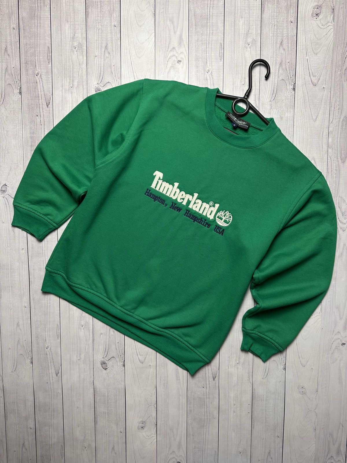 Vintage Timberland green sweatshirt size M big logo rare