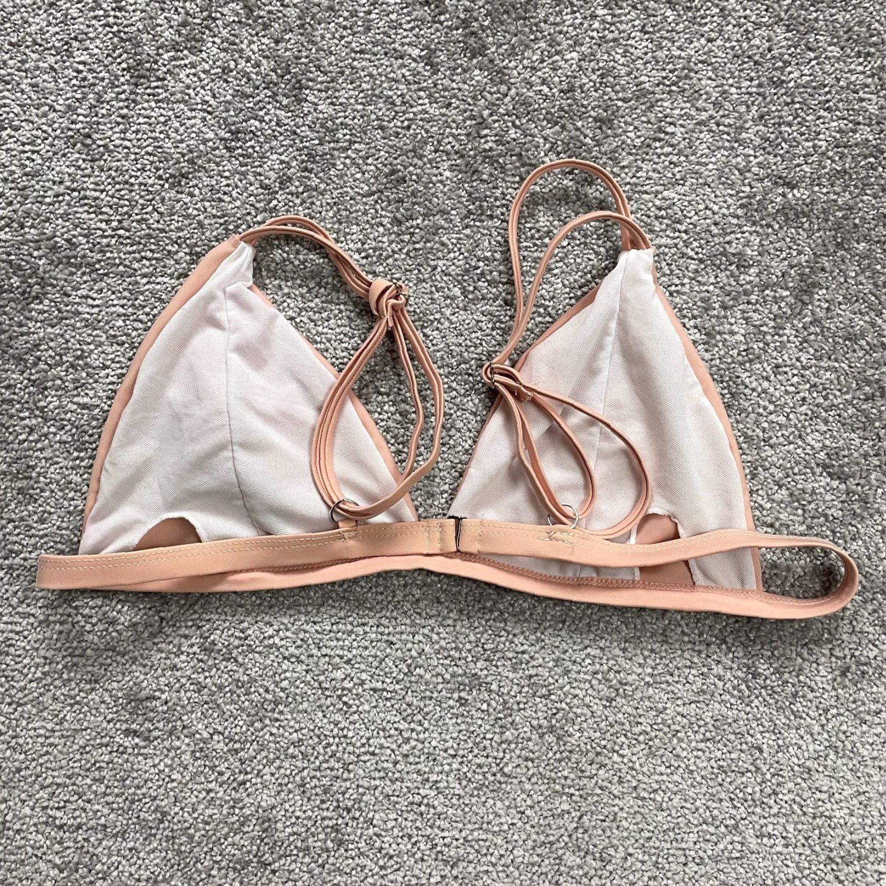 Triangl Unbranded Women’s Medium Solid Peach Triangle Spaghetti Bikini Top Beach Vacation Swimwear Size M / US 6-8 / IT 42-44 - 2 Thumbnail