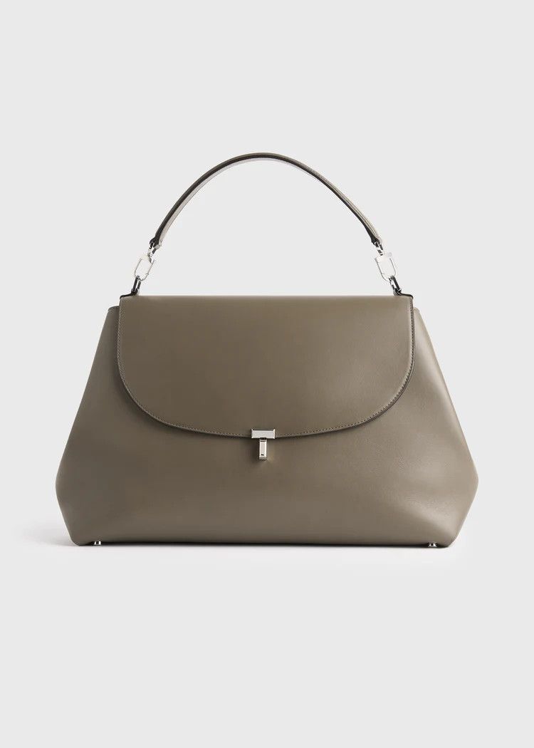 Toteme os11x0726 Size: OS / T-Lock Leather Satchel Bag in Taupe Size ONE SIZE - 1 Thumbnail