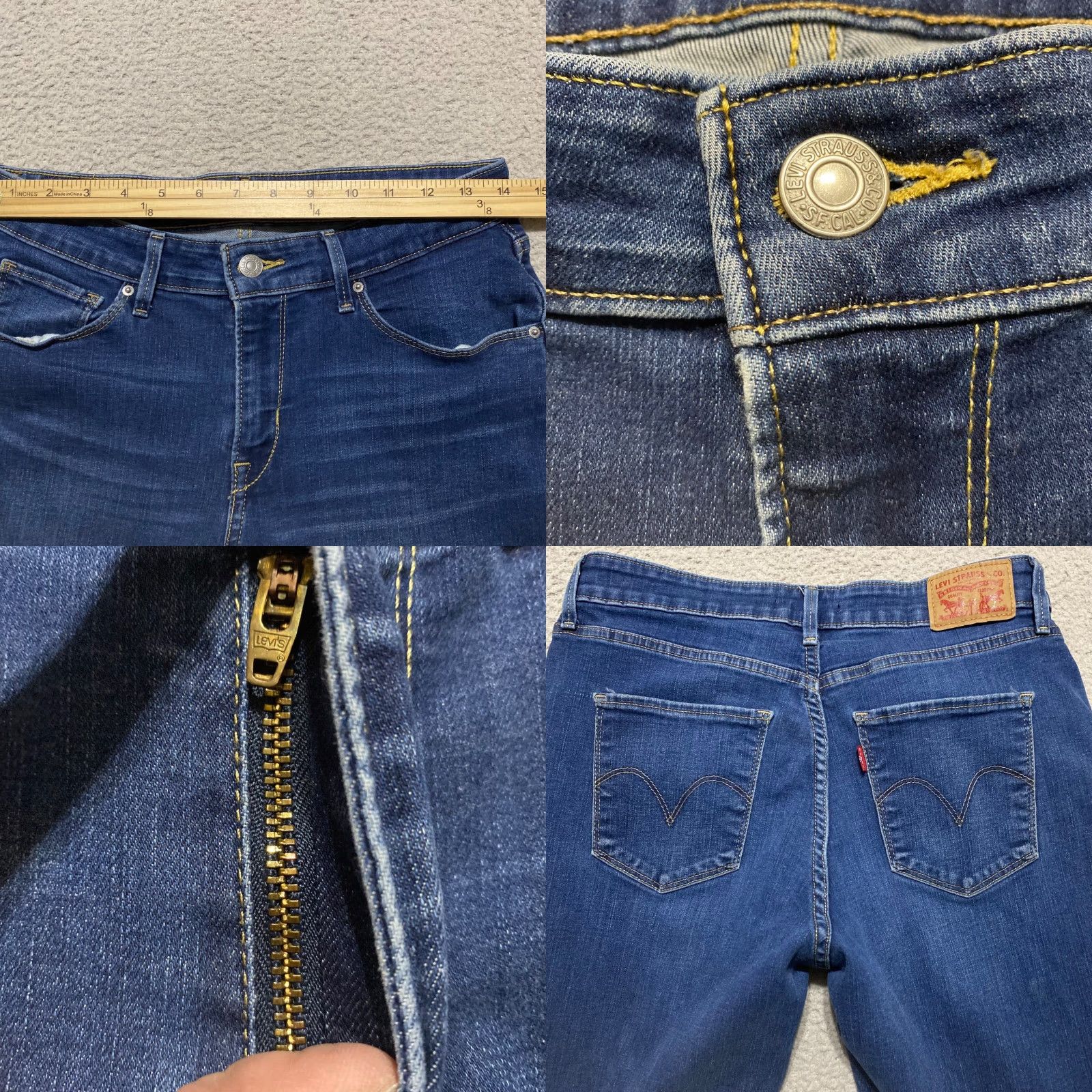 Levi's Levi's Womens Jeans Blue Denim Dark Wash Mid Rise Skinny Leg 30 Regular Pockets Stretch Cotton Blend Spandex Denim Inseam 25 Vintage No Mens Womens Size 28" / US 6 / IT 42 - 8 Thumbnail