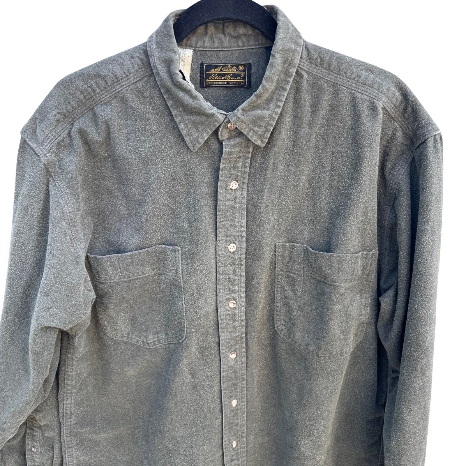 Eddie Bauer Eddie Bauer Vintage Mens Olive Green Heavy Cotton Chamois Sh Size US L / EU 52-54 / 3 - 3 Thumbnail