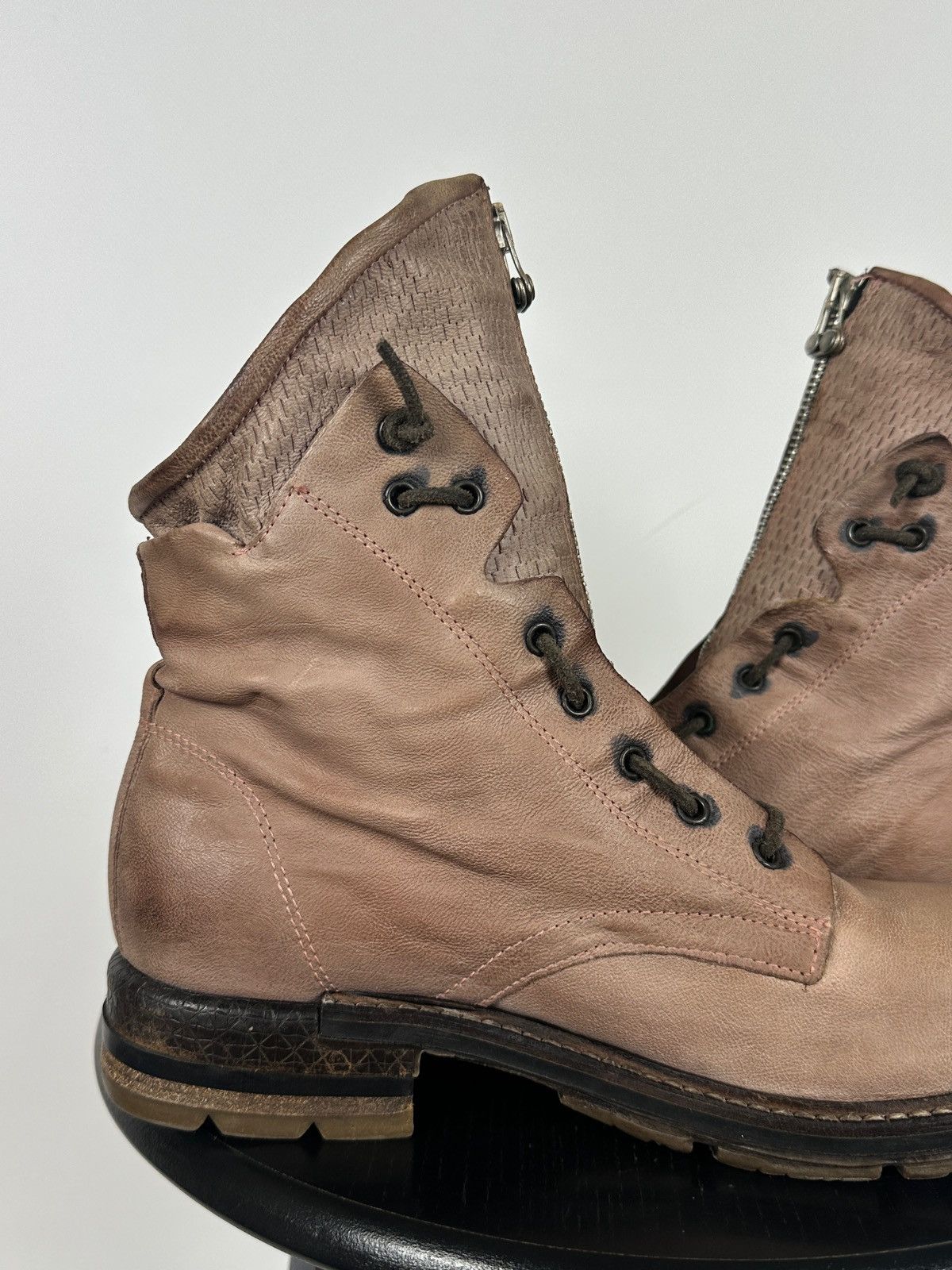 A.S.98 A.S.98. Airstep Leather Front Zip Biker Combat Ankle Boots Size US 10 / IT 40 - 18 Thumbnail