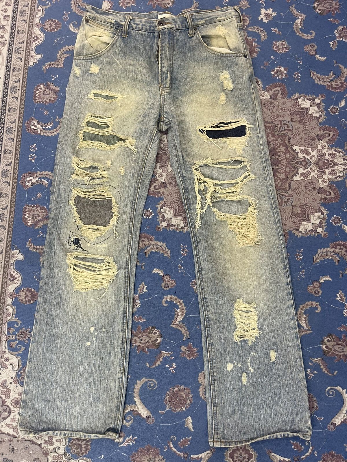 Japanese Brand ❌RUSTY DISTRESSED DENIM RIPS STREET FASHION Size US 31 - 6 Thumbnail