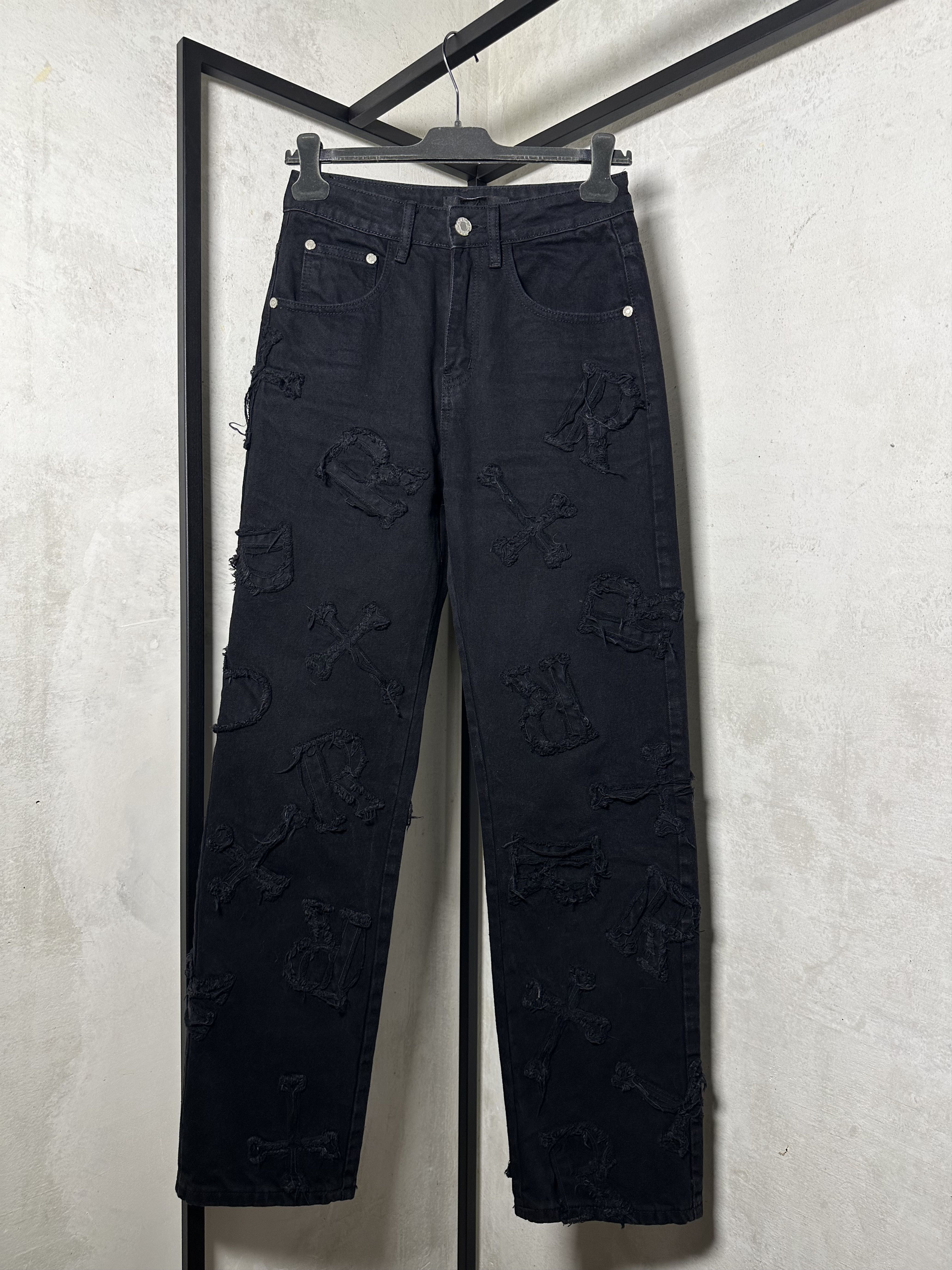 Japanese Brand Racer Worldwide Washed Black Patch Crucifix Heavy Jeans Size US 26 / EU 42 - 5 Thumbnail