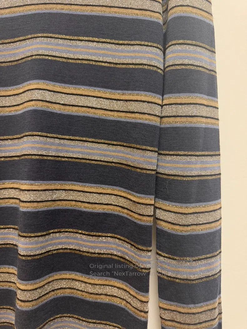 Brunello Cucinelli Brunello Cucinelli Striped Gold Thread Wool Knit Top Size M / US 6-8 / IT 42-44 - 5 Thumbnail
