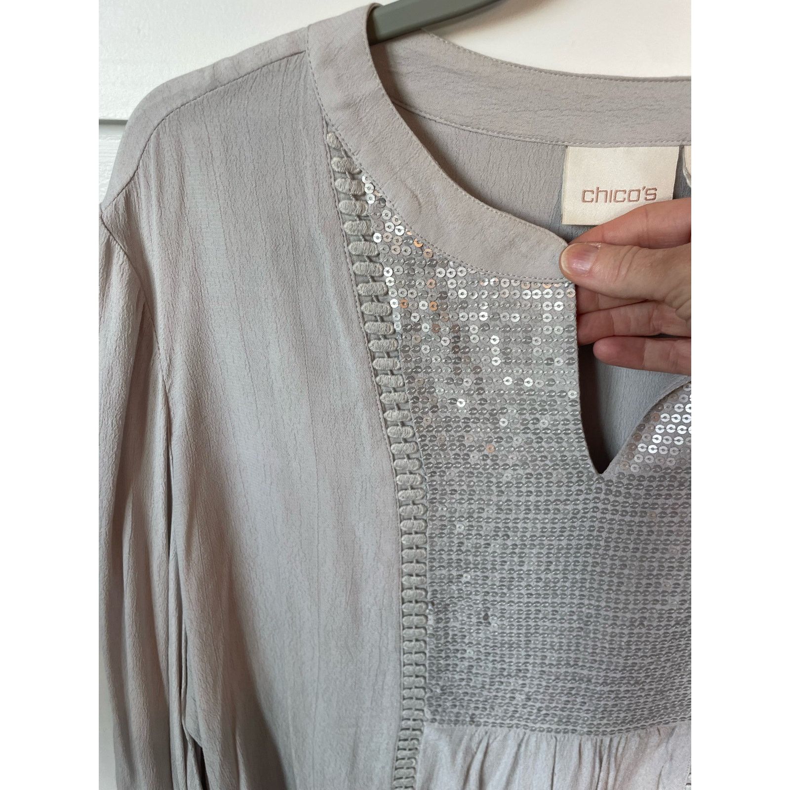 Chicos Chico's Bundle (2) Sequined Peasant Tunic&Striped Tunic,sz 2 Size L / US 10 / IT 46 - 6 Thumbnail