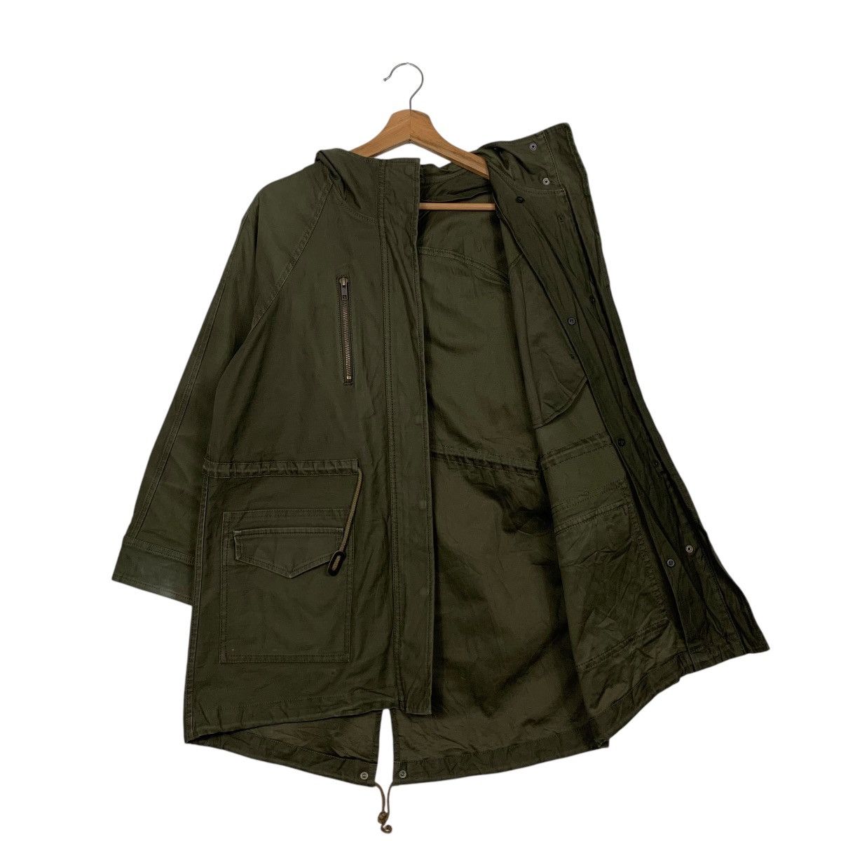 Japanese Brand MJUKA Olive Green Fish Tail Parka Free Size #2461-C110 Size US S / EU 44-46 / 1 - 7 Thumbnail