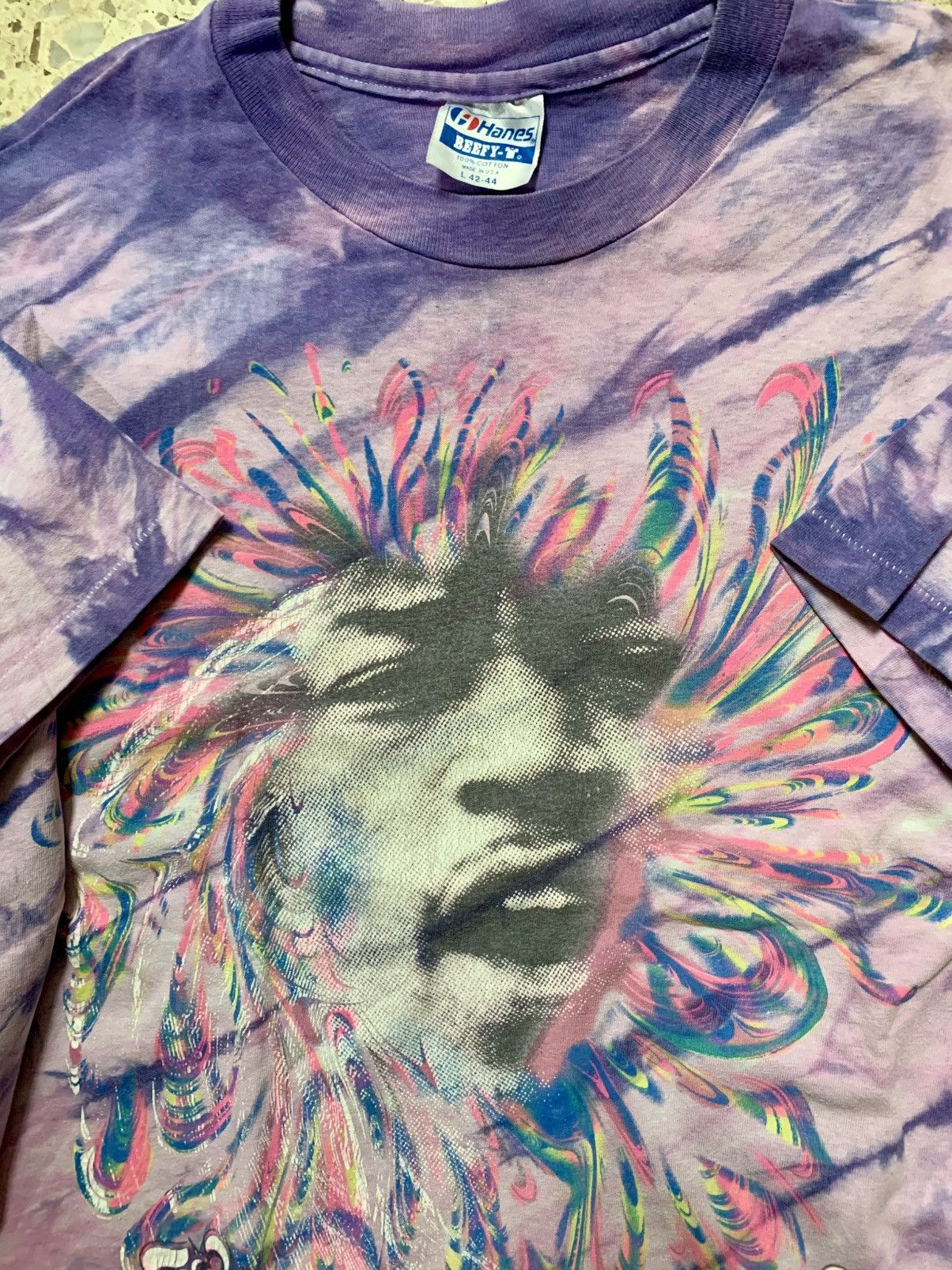 Vintage Vintage 90s Jimi Hendrix Experience TieDye Tee Single Stitch Size US L / EU 52-54 / 3 - 3 Thumbnail