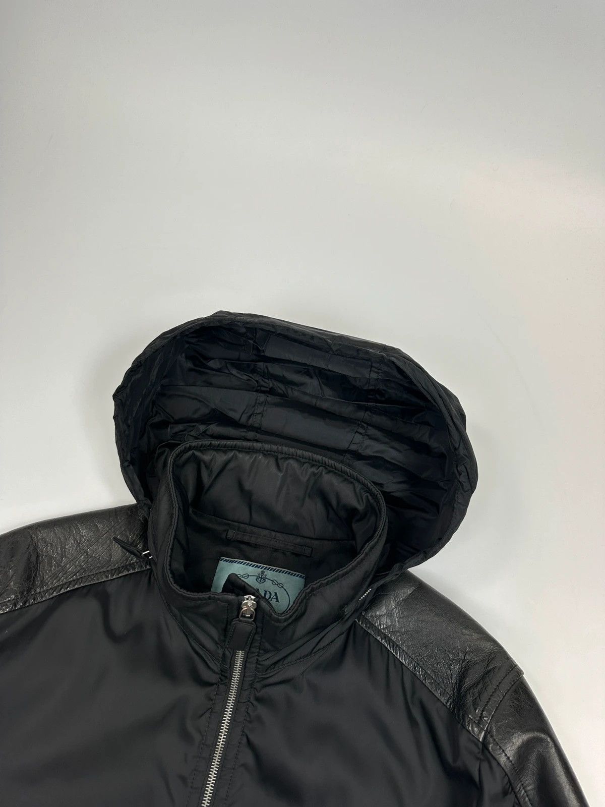 Prada Prada Milano FW09 Black Leather & Nylon Hood Bomber Jacket Size US S / EU 44-46 / 1 - 3 Thumbnail