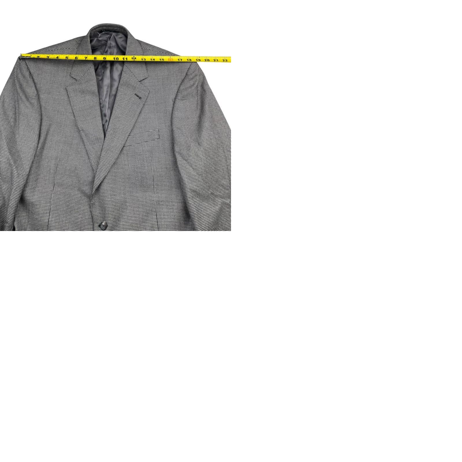Jos. A. Bank VINTAGE Jos. A. Bank Men's Gordon Blazer Gray Houndstooth 2-Button Front 100% Wool Long 42 Regular Mens Size 42R - 9 Thumbnail