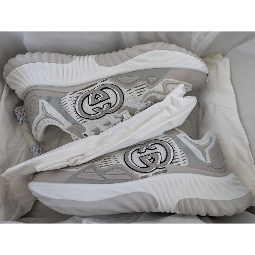 Gucci o1rshd1 Ripple Splash Sneaker in White / Grey Size US 11 / EU 44 - 21 Thumbnail