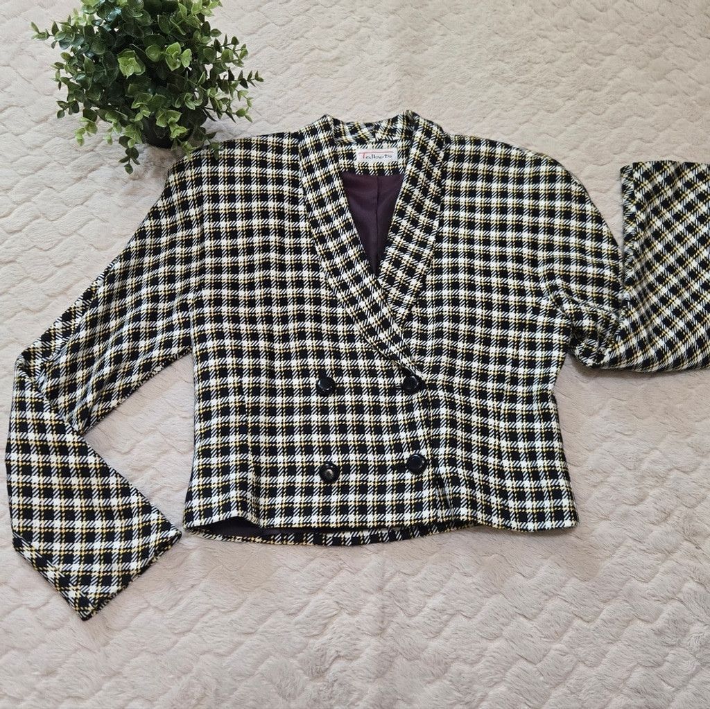 Talbots Vintage Plaid Clueless 90's Cropped Blazer, 4 in Black, Women's (Size Small)