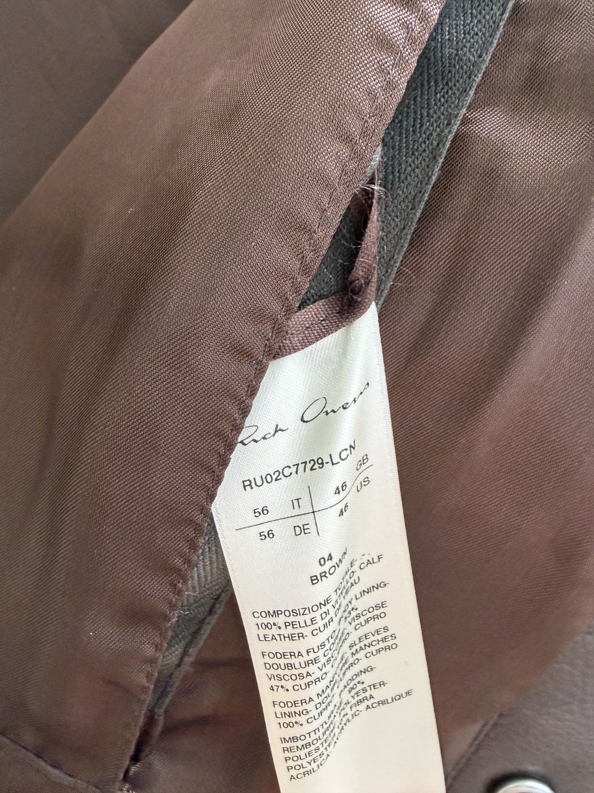 Rick Owens PADDED CALF LEATHER OUTERSHIRT Size US XL / EU 56 / 4 - 17 Thumbnail