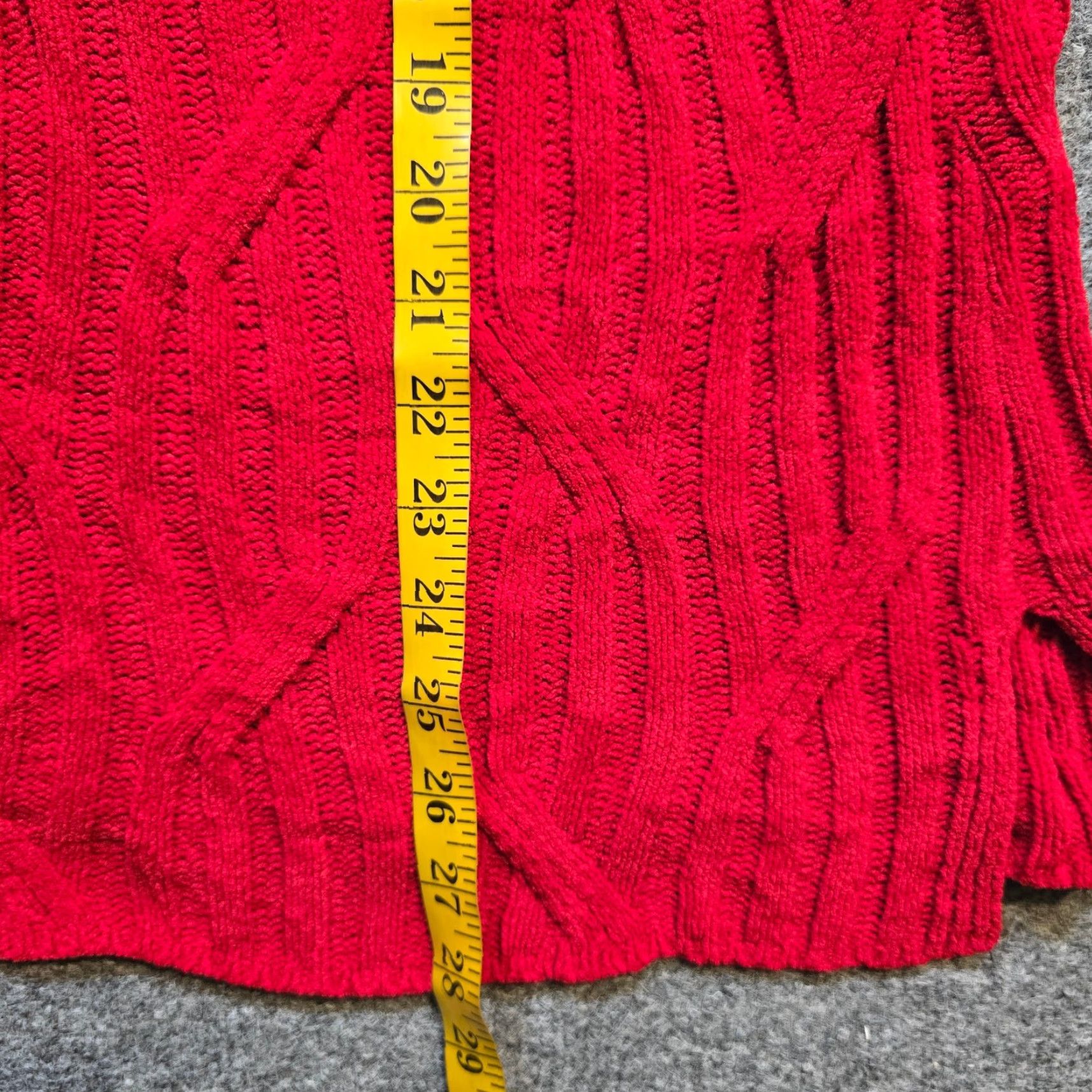 J. Jill J Jill Sweater Womens Large Tall Red Chenille Cable Knit Long Sleeve Casual Pullover Size L / US 10 / IT 46 - 6 Thumbnail