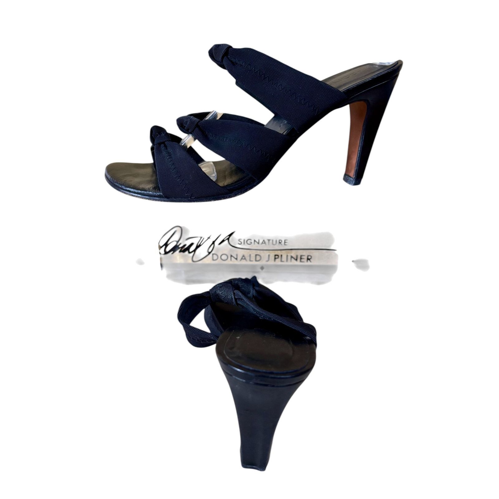 Donald Pliner Donald Pliner Leather Black Mesh Elastic 3 Band Sandal Shoe Size US 7.5 / IT 37.5 - 4 Thumbnail