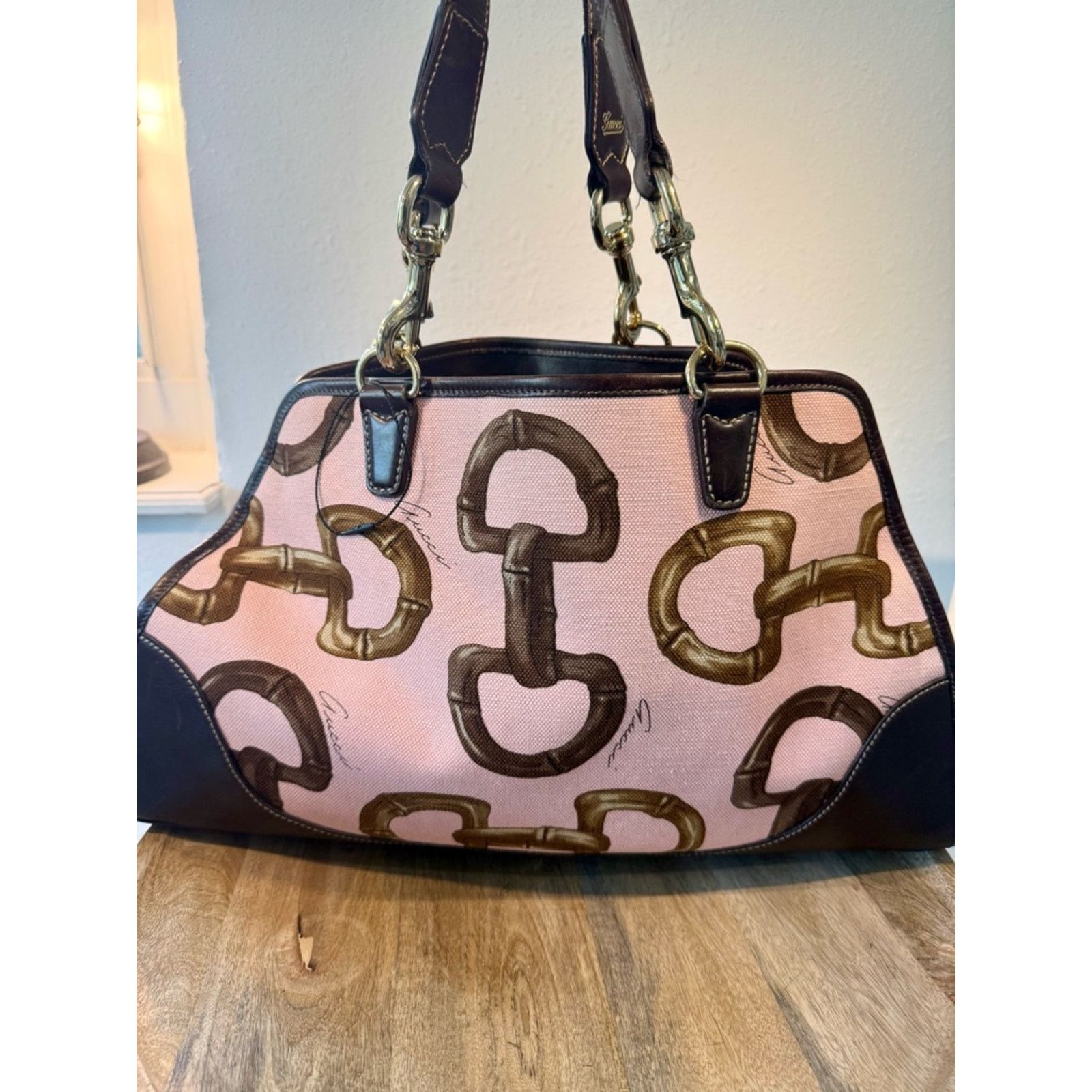 Gucci Gucci Pink Horsebit Bamboo Printed Jackie O Bouvier Bag Size ONE SIZE - 2 Thumbnail