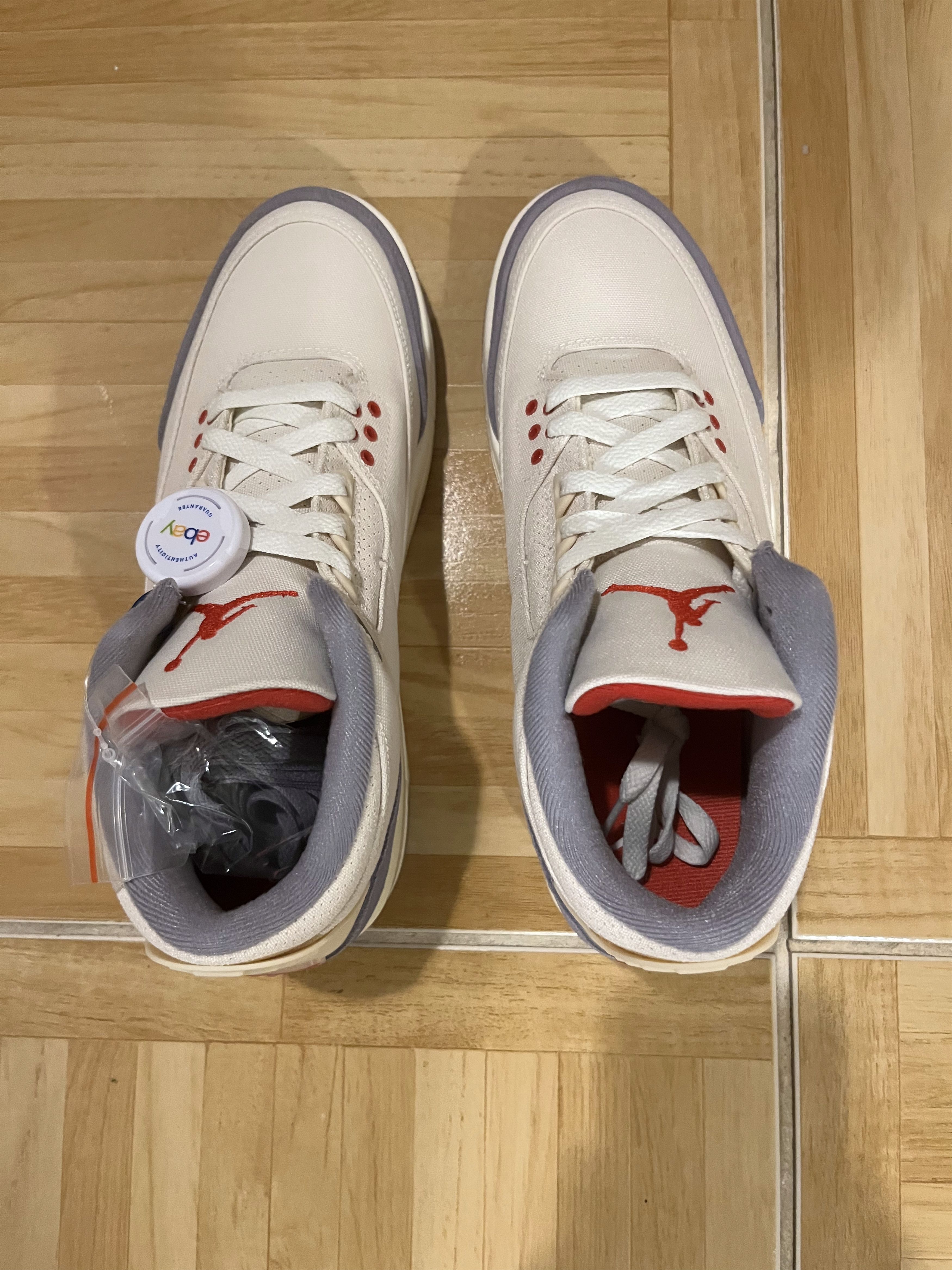 Jordan Brand Jordan 3 Retro Canvas Muslin Red Grey DH7139-100 Size 9.5 Size US 9.5 / EU 42-43 - 5 Thumbnail