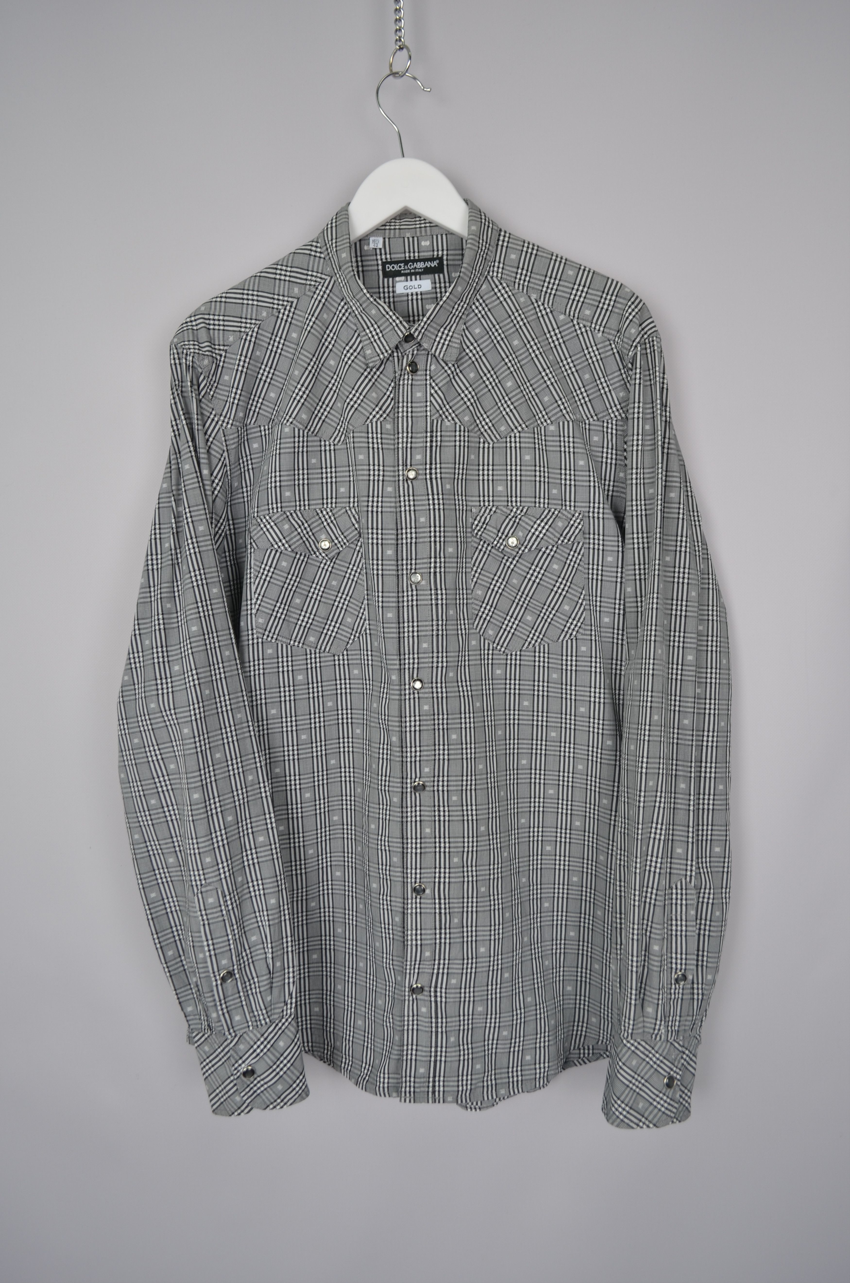 Dolce & Gabbana × Vintage Dolce & Gabbana GOLD Snap Western Check Shirt Runway Size L Size US L / EU 52-54 / 3 - 1 Thumbnail