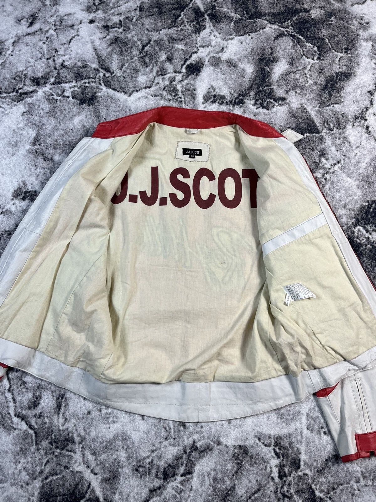 Leather J.J.Scott Leather Racing Jacket Red White Moto L Size US L / EU 52-54 / 3 - 12 Thumbnail