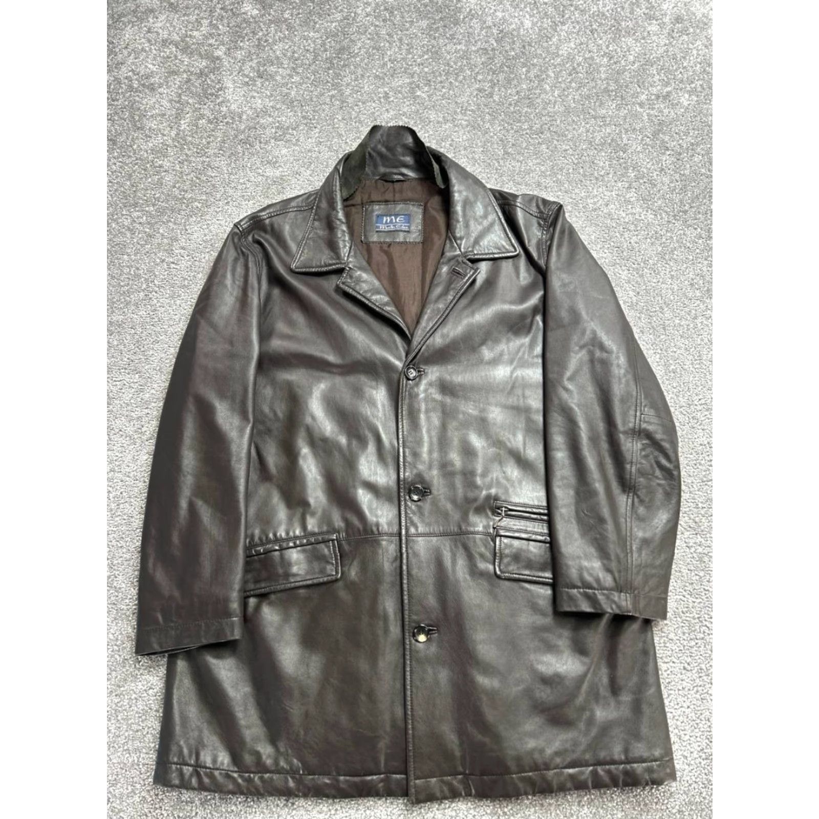 Vintage Martin Eden Jacket Mens XL Brown Leather Heavy Blazer Y2k Size 46R - 2 Thumbnail