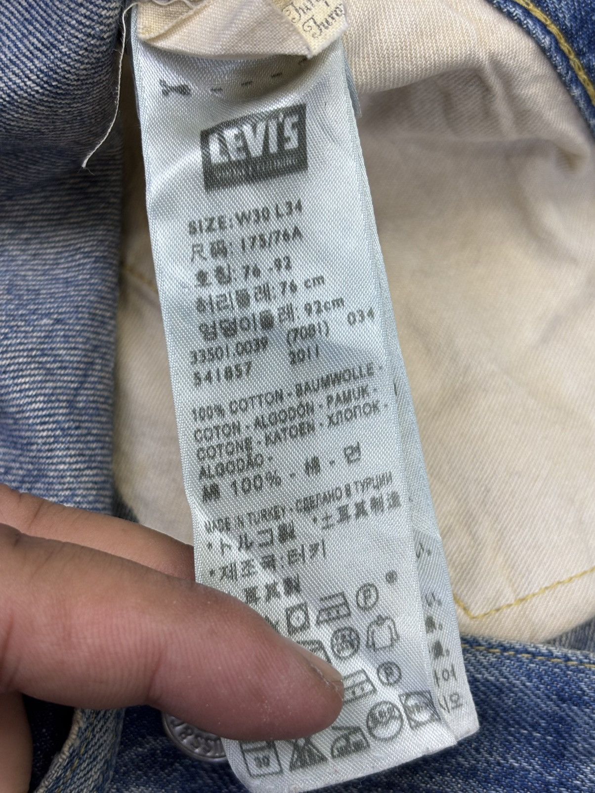 Levi's Vintage Clothing 💥Super Thrashed💥LVC 1920 Model Thrashed Distrssed Denim F993 Size US 33 - 19 Thumbnail