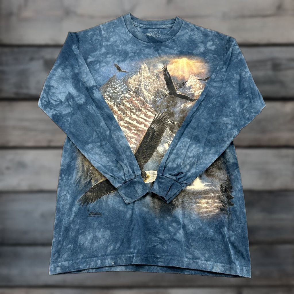 The Mountain The Mountain Shirt Men S Blue Tie Dye Long Sleeve Eagle American Flag Cotton Size US S / EU 44-46 / 1 - 1 Thumbnail