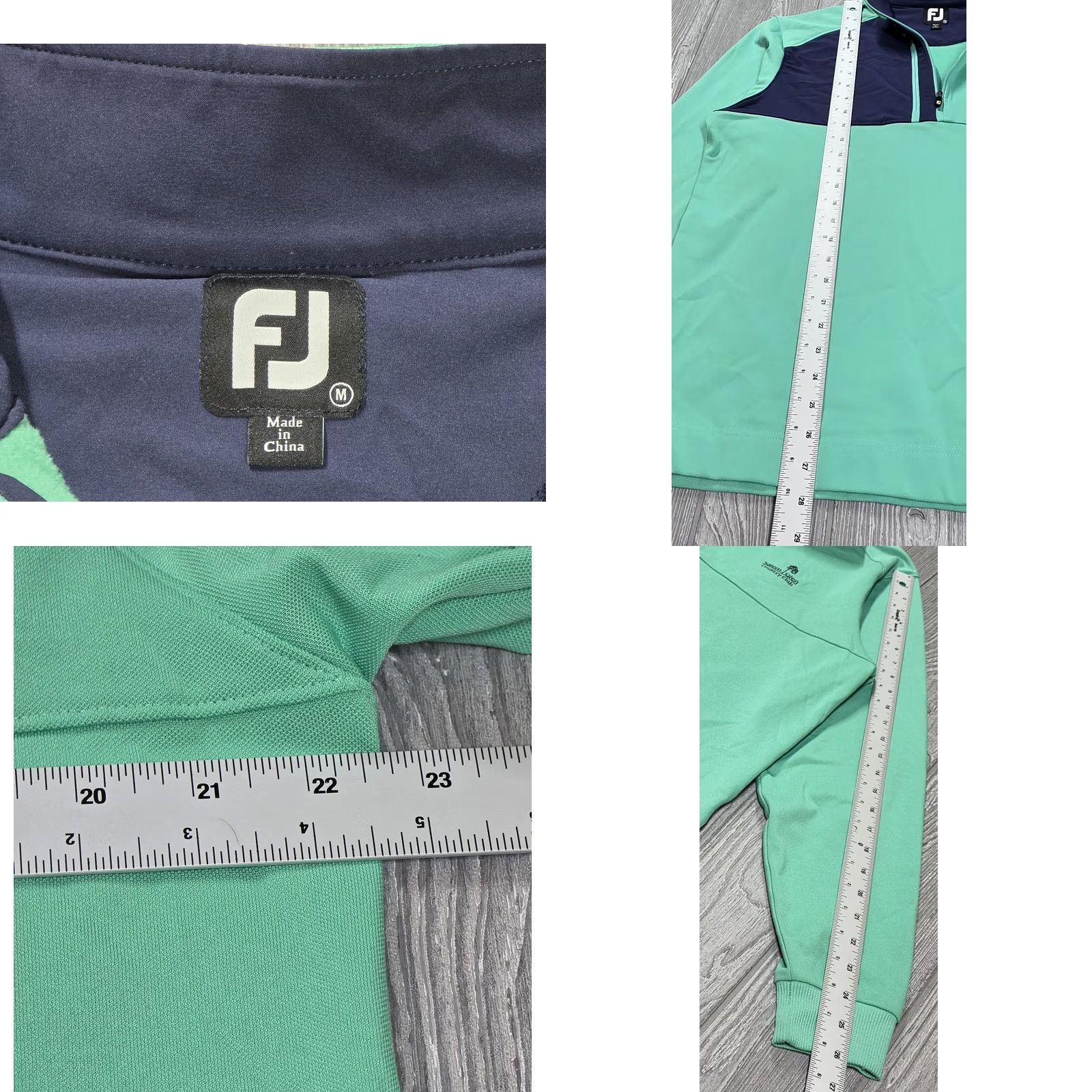 Footjoy FootJoy Pullover Mens M Green Blue Pique Sport Midlayer 1/4 Zip Salem Glen CC Size US M / EU 48-50 / 2 - 9 Thumbnail