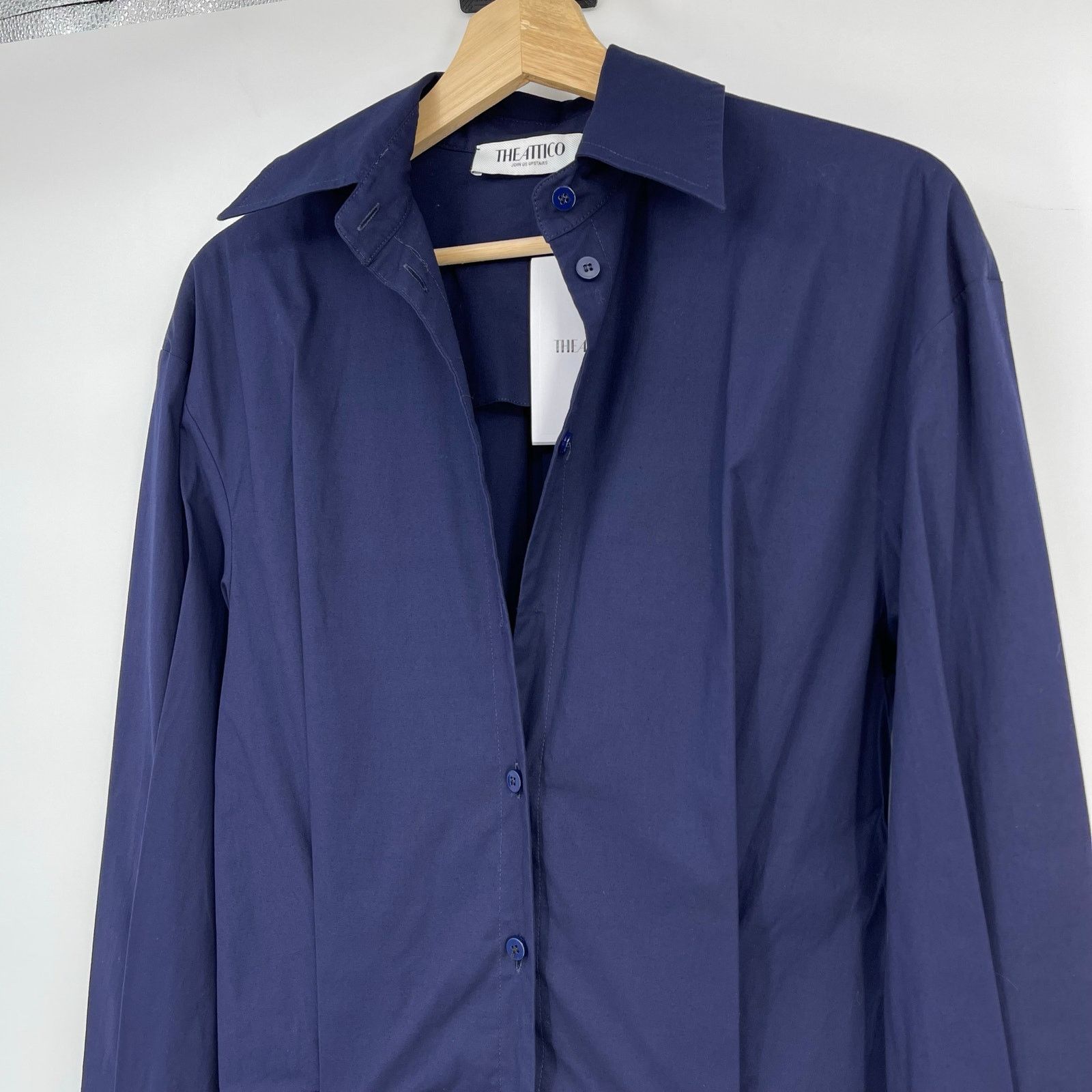 The Attico THE ATTICO | NWT Long Sleeve Shirt Dress in Navy Blue IT 38 Size XS / US 0-2 / IT 36-38 - 6 Thumbnail