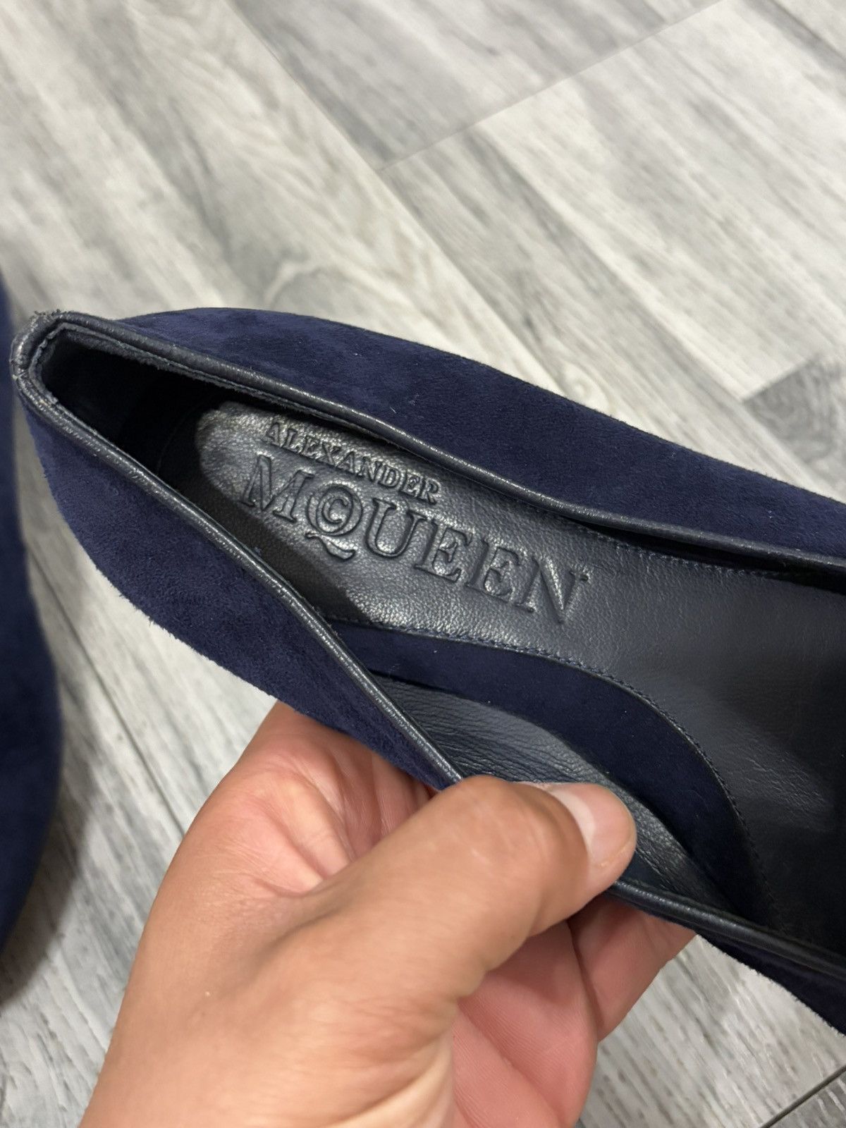 Alexander McQueen Alexander McQueen Navy Suede Slip-On Ballet Flat Skull Size US 6.5 / IT 36.5 - 4 Thumbnail