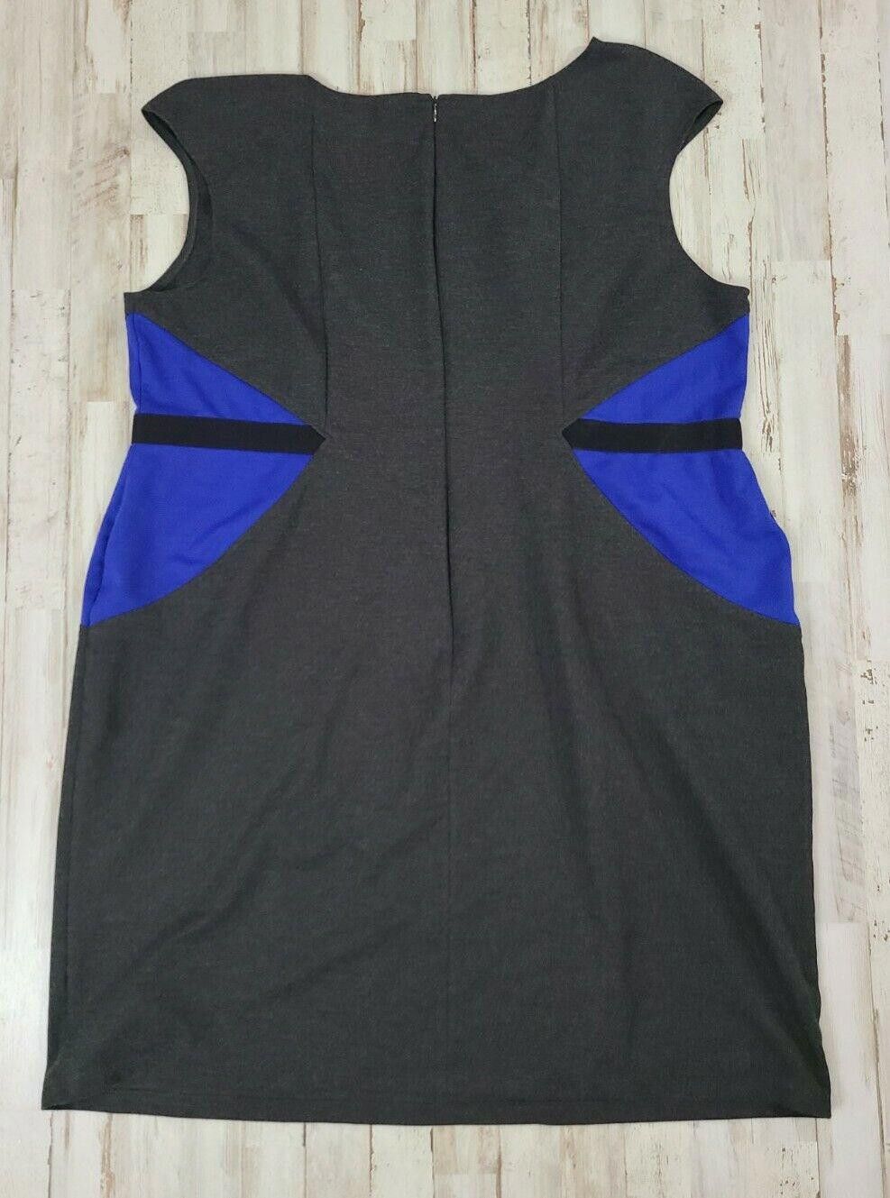 Designer Womens Dress 3x Career Sheath Color block Gray Blue Size 3XL / US 20-22 - 4 Thumbnail