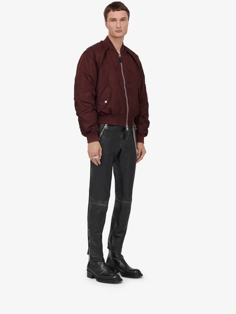 Alexander McQueen o1w1db10725 Detachable Sleeve Bomber Jacket in Bordeaux Size US L / EU 52-54 / 3 - 3 Thumbnail