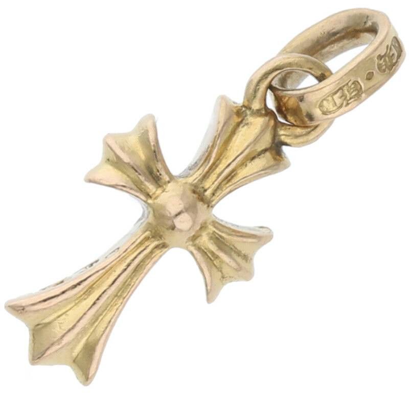 image of Chrome Hearts 22K Baby Fat Cross Charm in Gold, Men's
