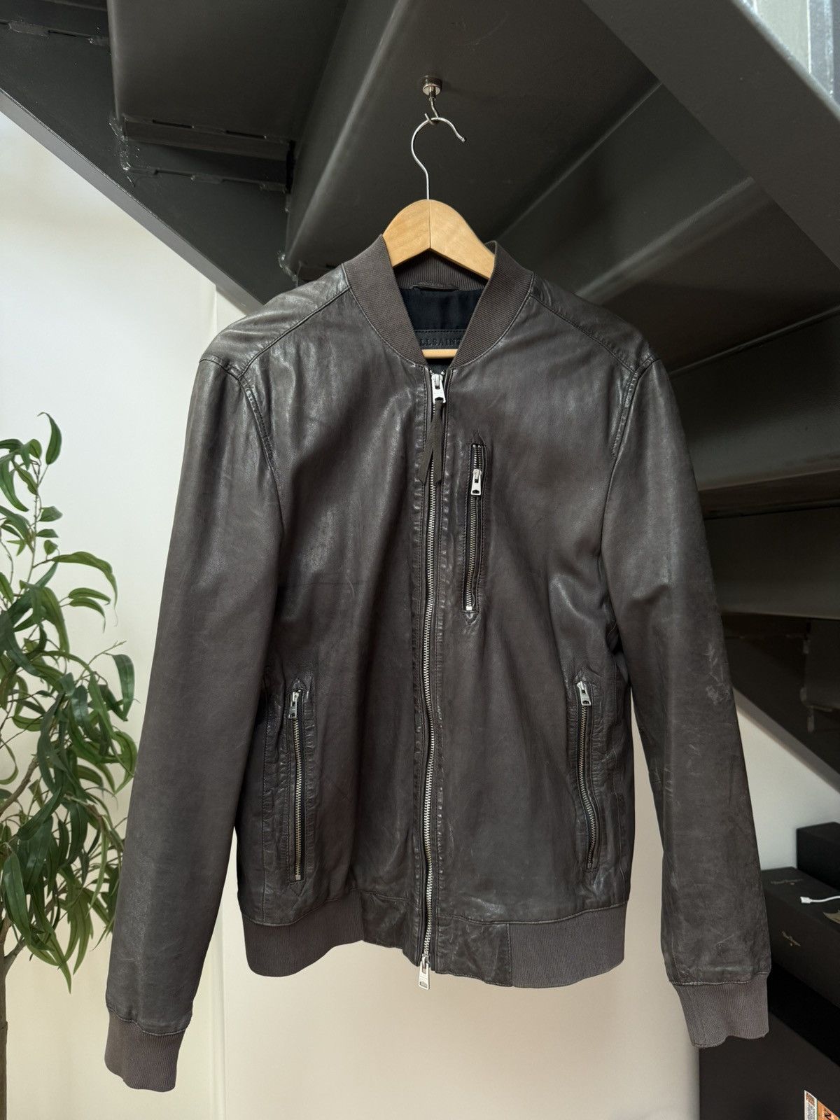 Allsaints Kino Leather Bomber Jacket