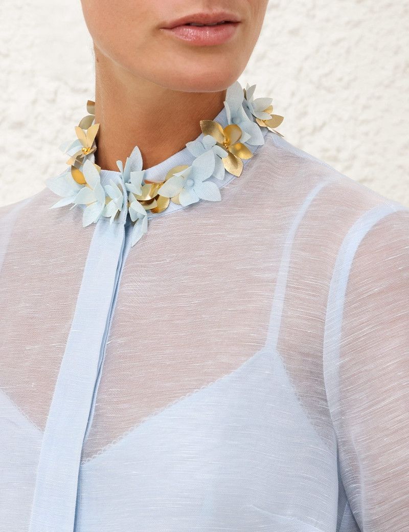 Zimmermann oc11z0226 Illuminate Embellished Shirt In Mint Blue Size XS / US 0-2 / IT 36-38 - 5 Thumbnail