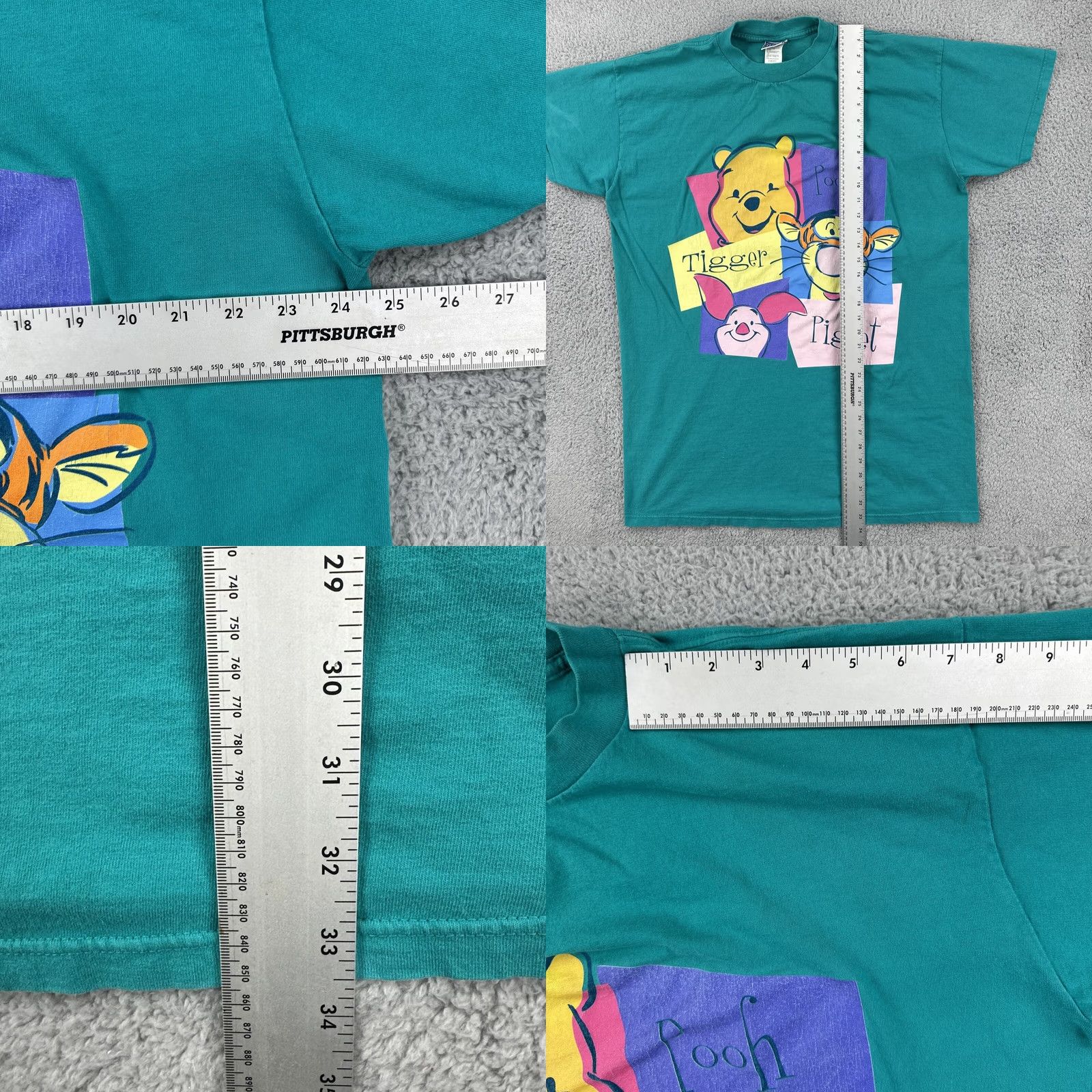 Vintage VINTAGE Pooh Graphic Tee Unisex One Size Fits Most Green 1990s Pooh Tiger Piglet Short Sleeve Men Size US M / EU 48-50 / 2 - 8 Thumbnail