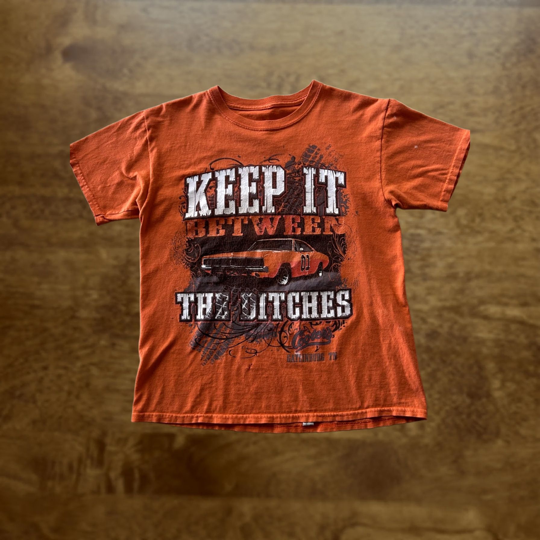 Lee General Lee Shirt Mens Small Orange Keep It Between The Ditches Graphic Tee Size US S / EU 44-46 / 1 - 1 Thumbnail