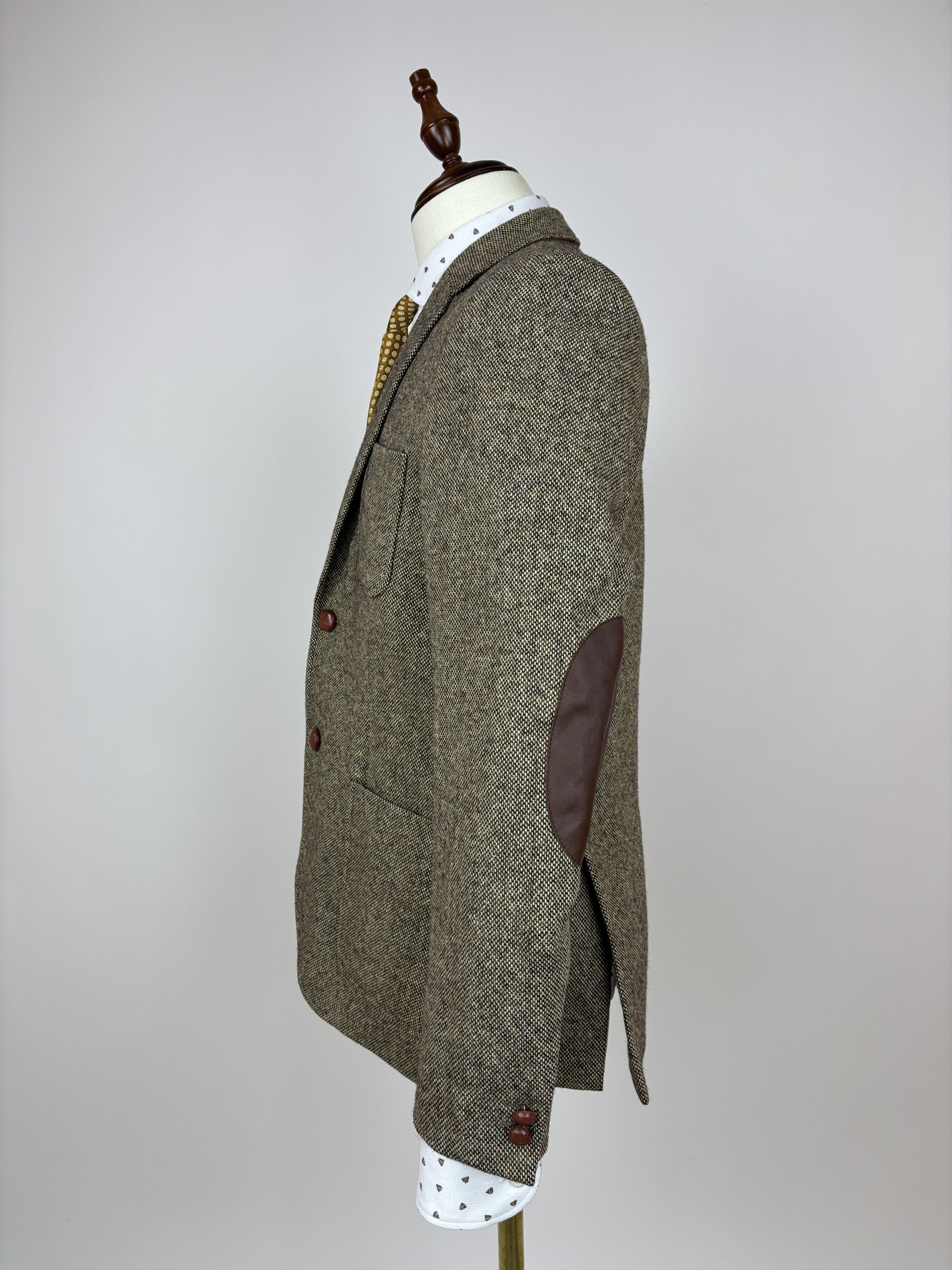 H&M H&M Moon Tweed Wool Blazer Brown Melange Elbow Pads Size 40R - 10 Thumbnail