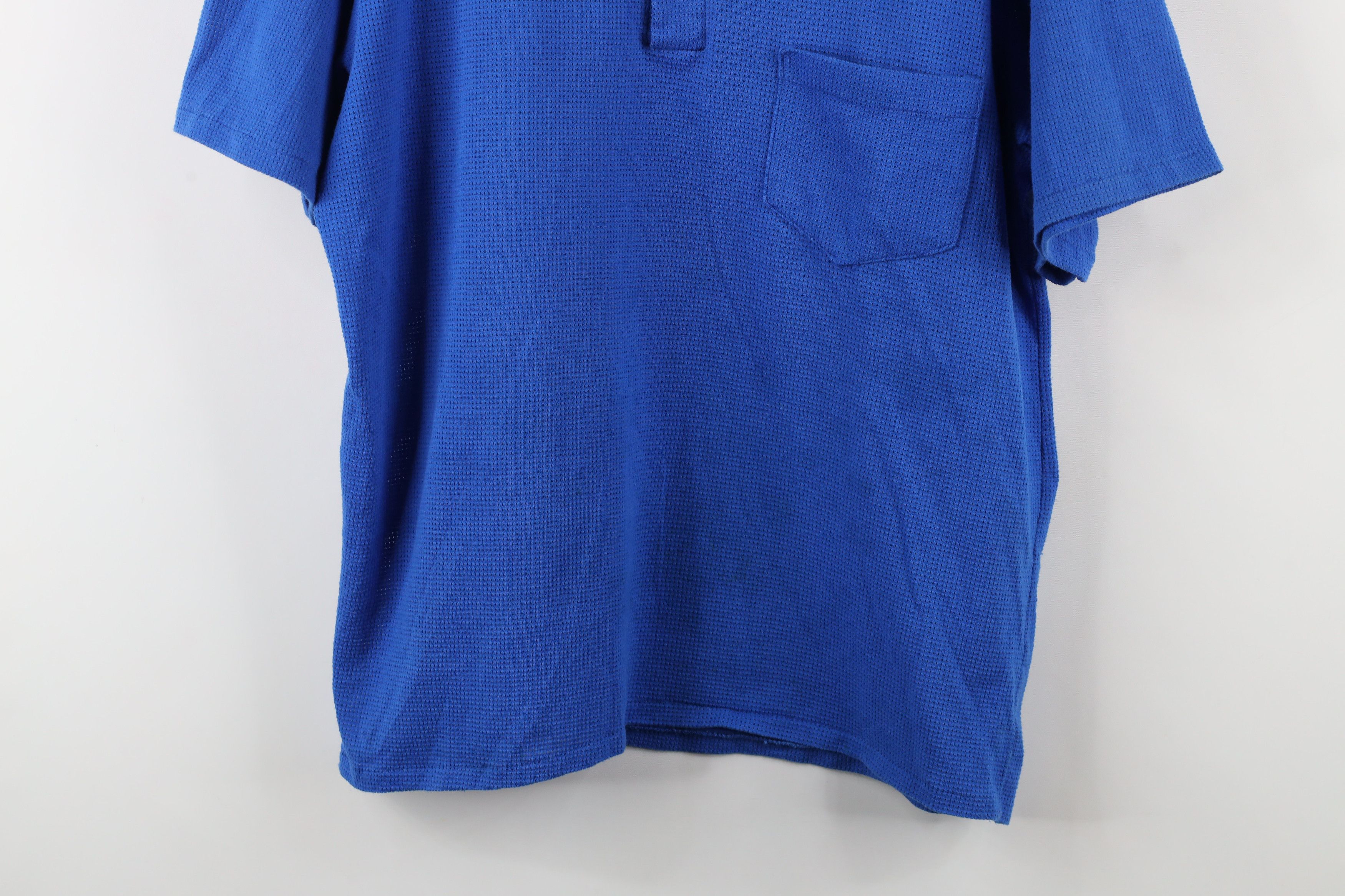 Majestic × Vintage Vintage 90s Majestic Blank Mesh Knit Polo Shirt Blue USA Size US L / EU 52-54 / 3 - 3 Thumbnail