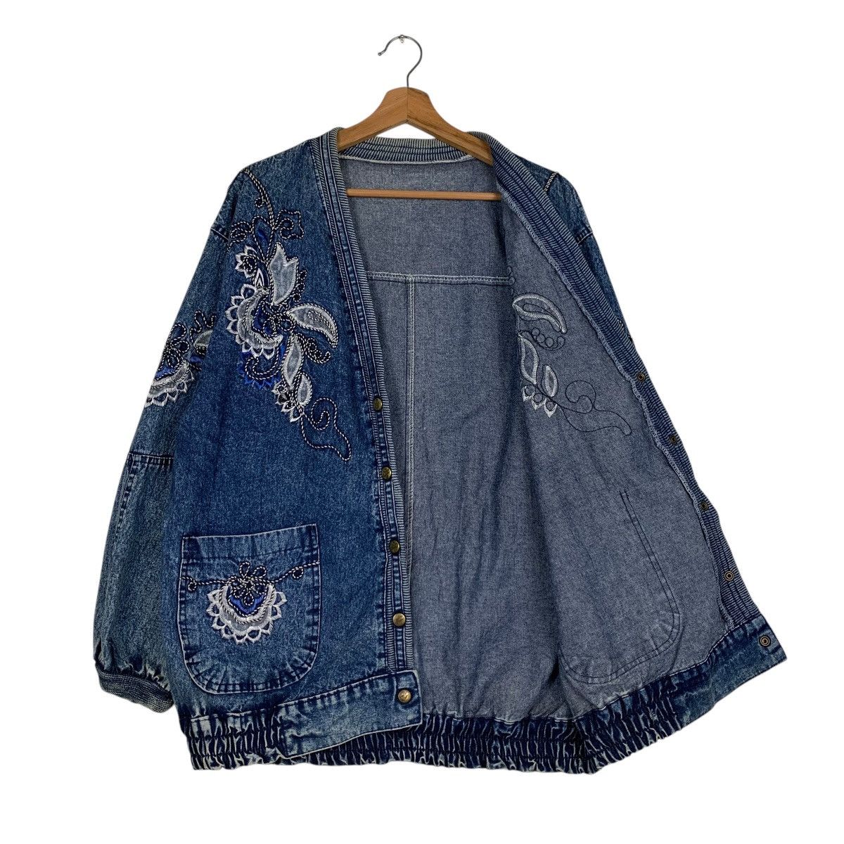 Vintage SILLOAM Denim Cardigan Casual Jacket #1525-C68 Size L / US 10 / IT 46 - 9 Thumbnail