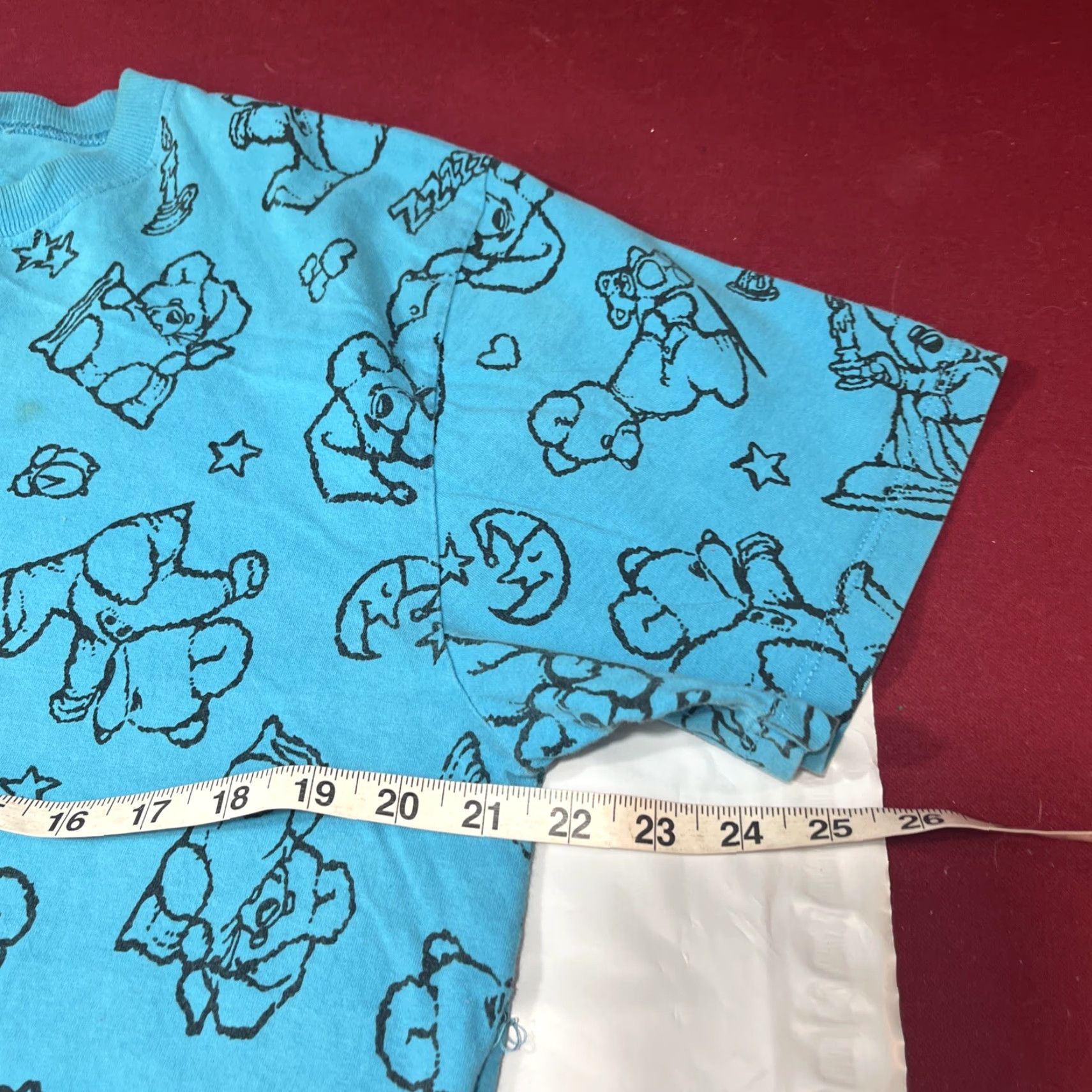 AQUA VINTAGE Zoo Crew 80s Aqua Blue TEDDY BEAR PJS MOON stars Long Night Shirt Women’s Size L / US 10 / IT 46 - 7 Thumbnail