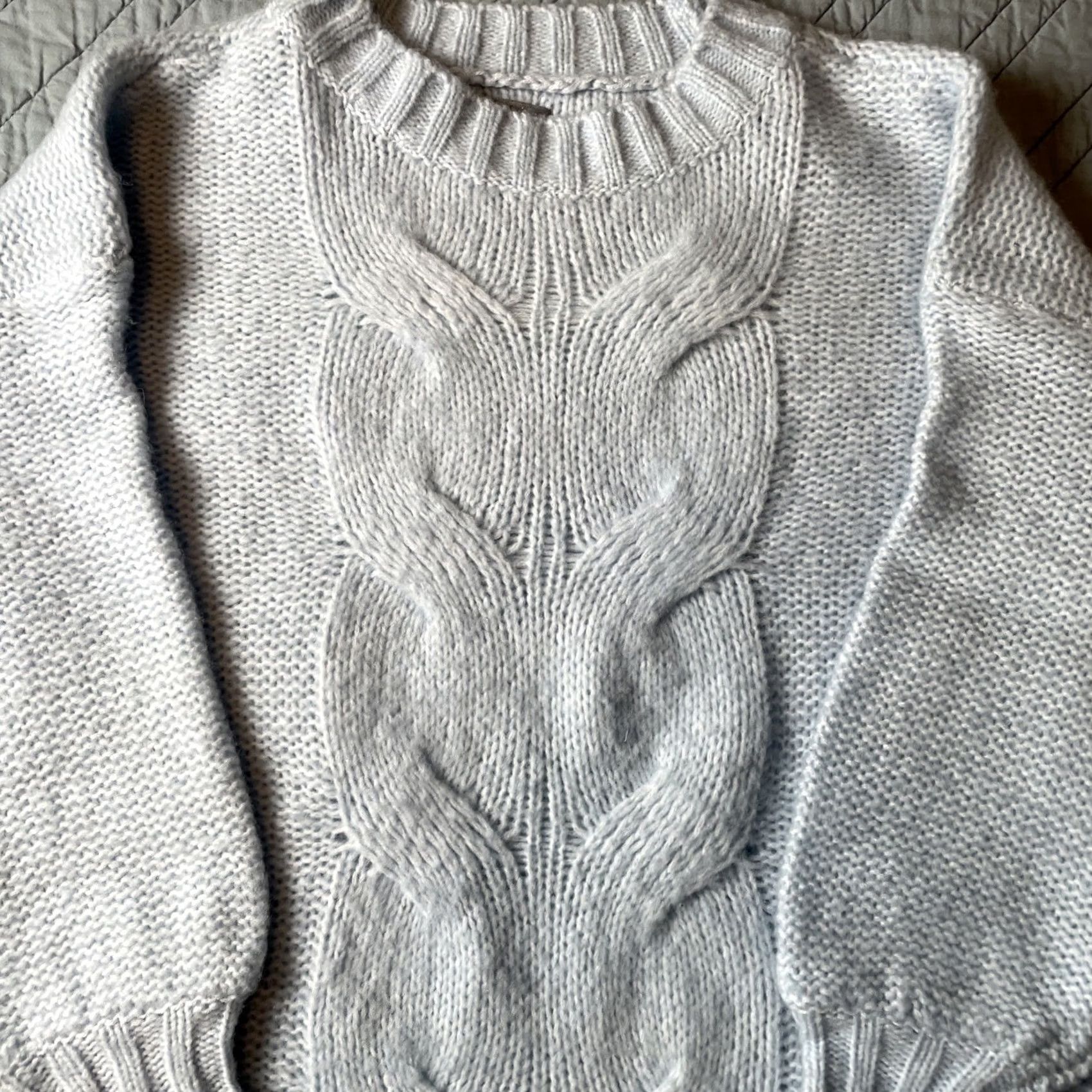 Vintage Aerie Sweater XS Cable-Knit Light Blue Pullover Crew Neck Long Sleeve Casual Womens XS Size XS / US 0-2 / IT 36-38 - 6 Thumbnail